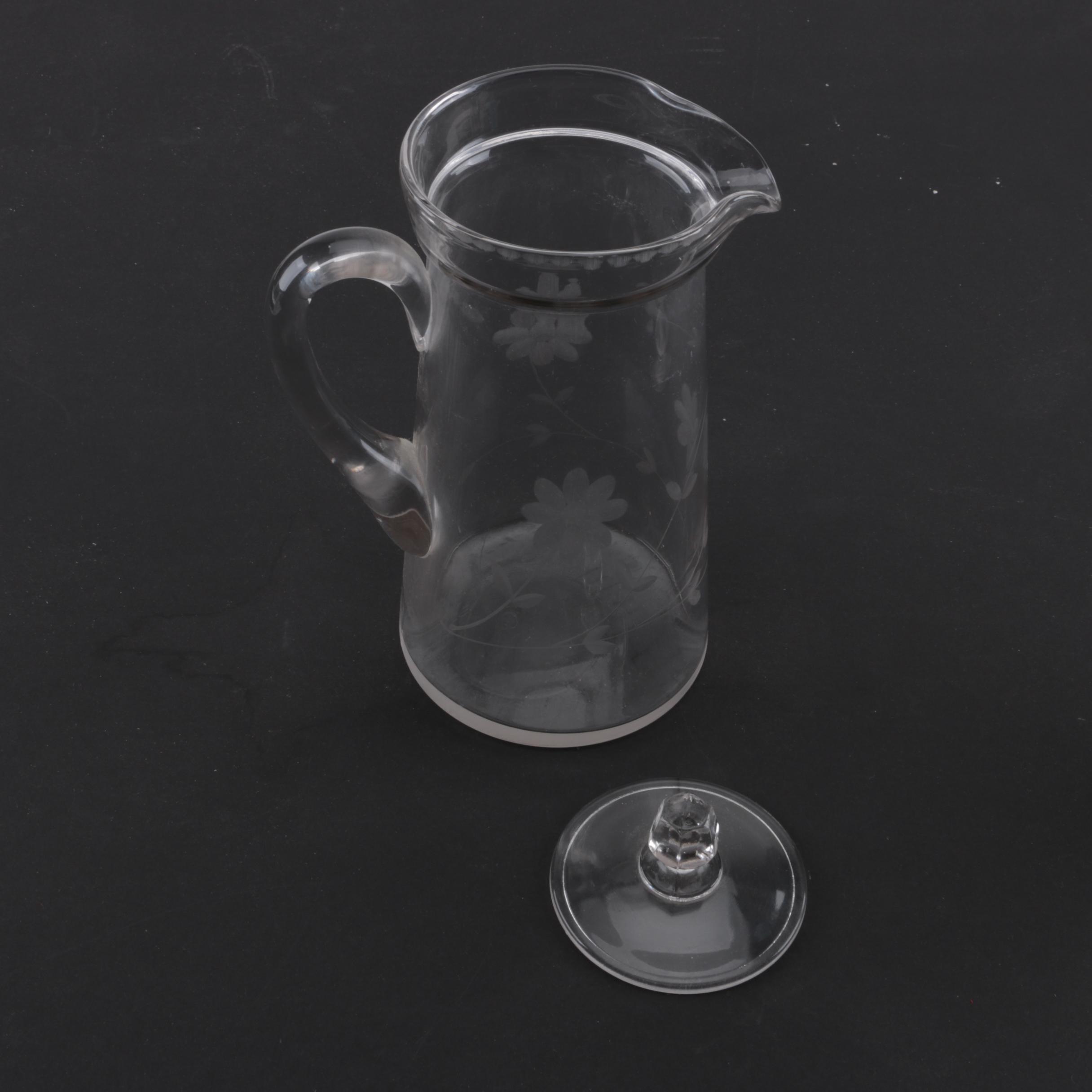 Floral Etched Glass Serveware