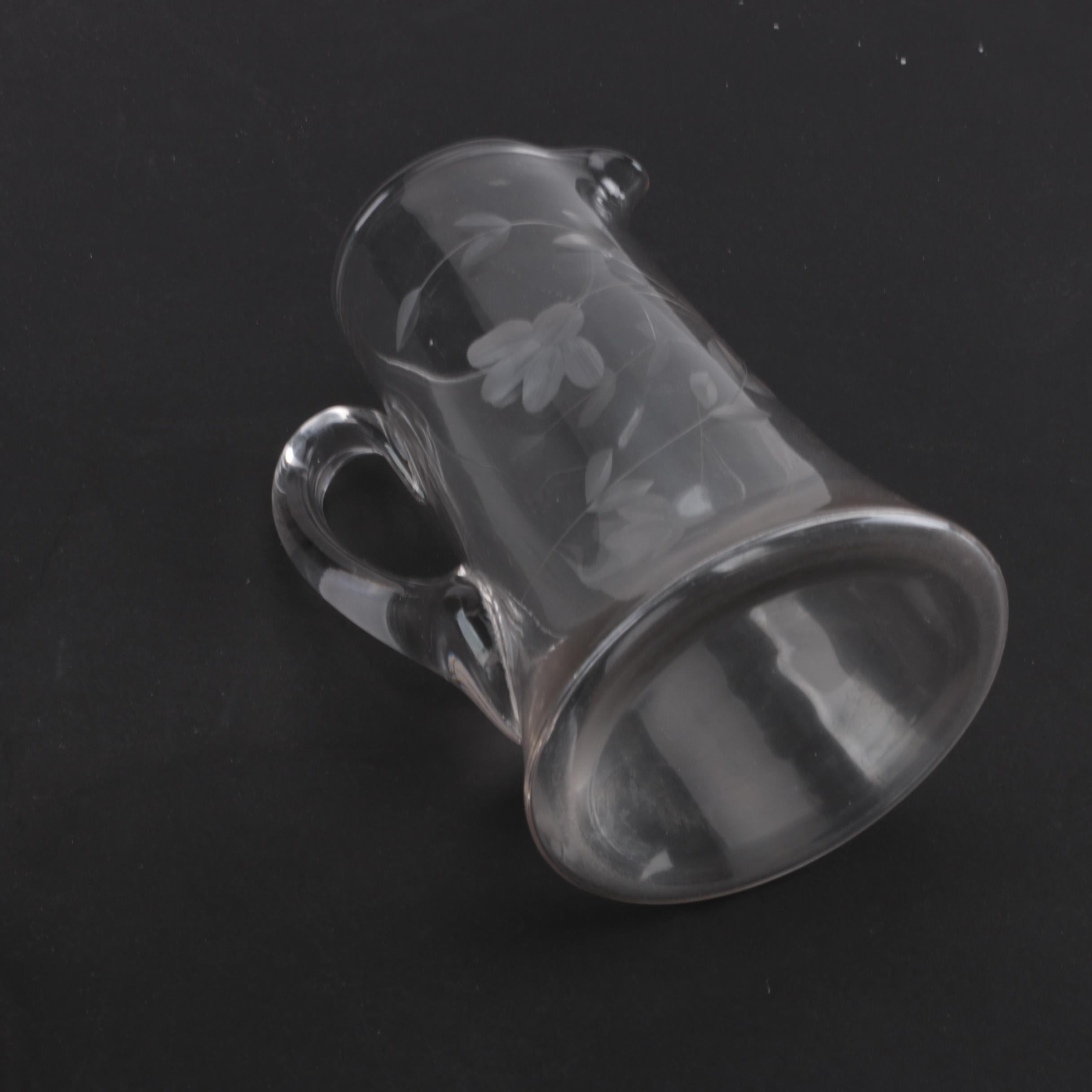 Floral Etched Glass Serveware