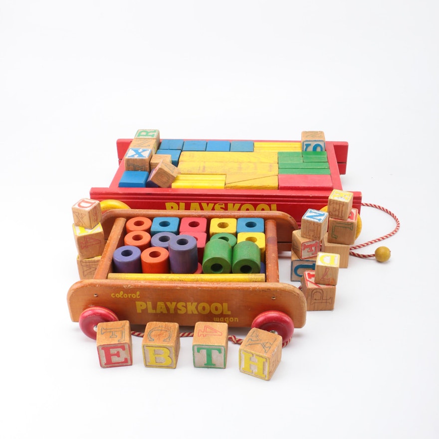 Playskool Wagons with Building Blocks