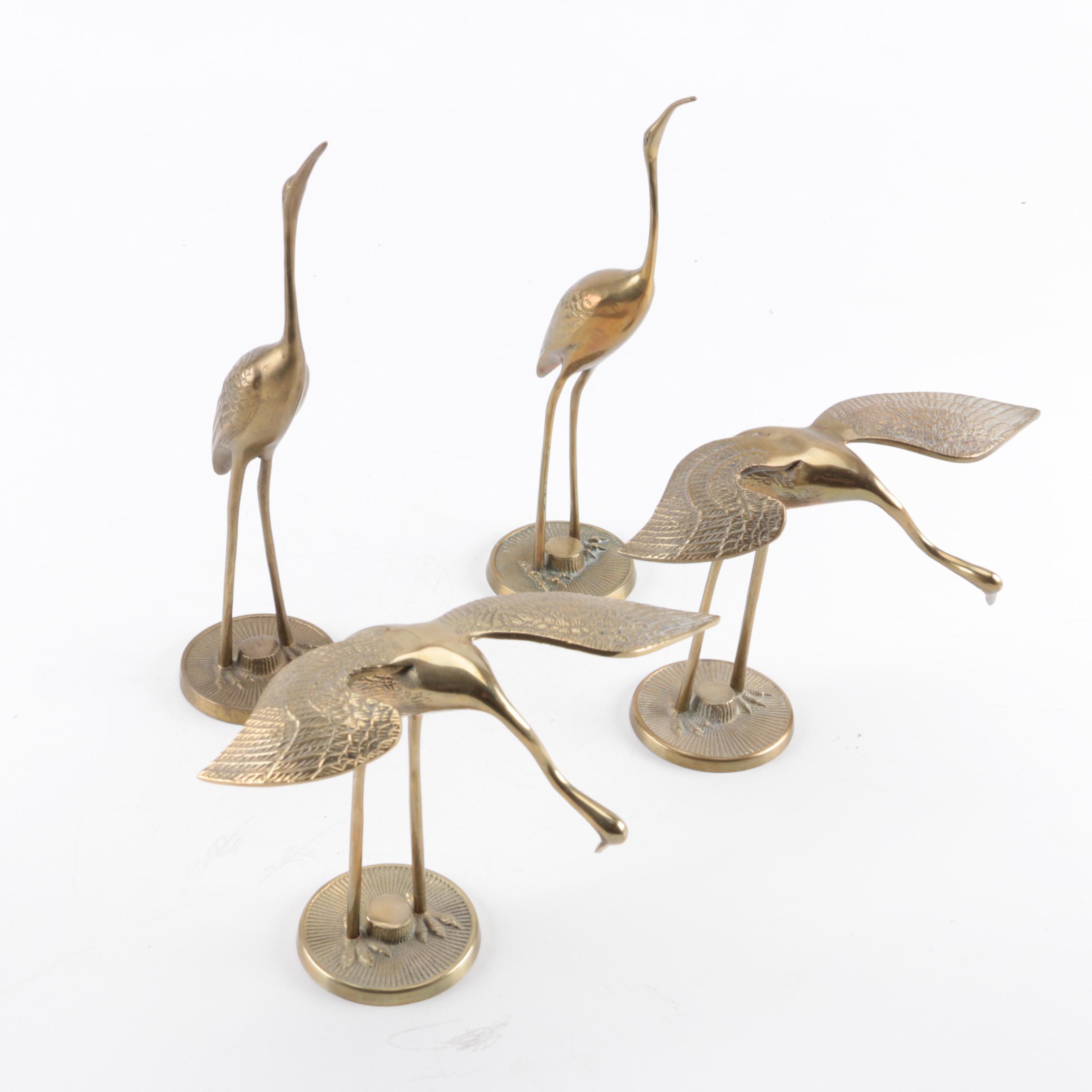 Leonard Solid Brass Crane Figurines