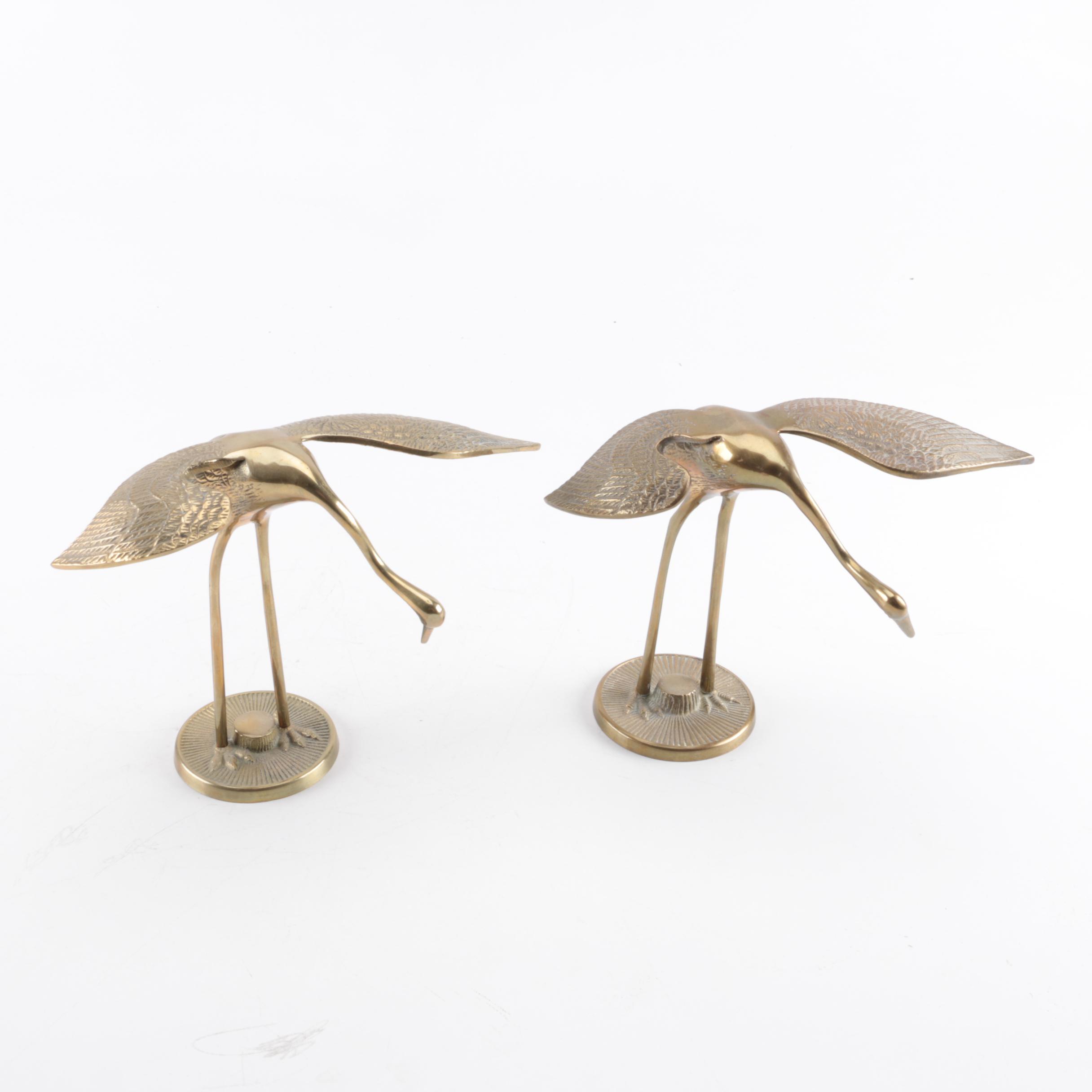 Leonard Solid Brass Crane Figurines