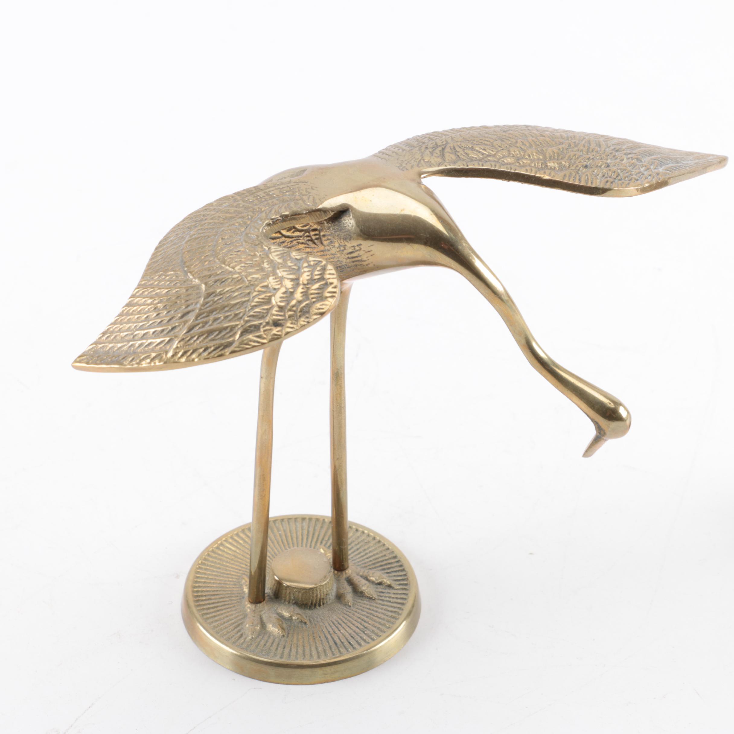 Leonard Solid Brass Crane Figurines