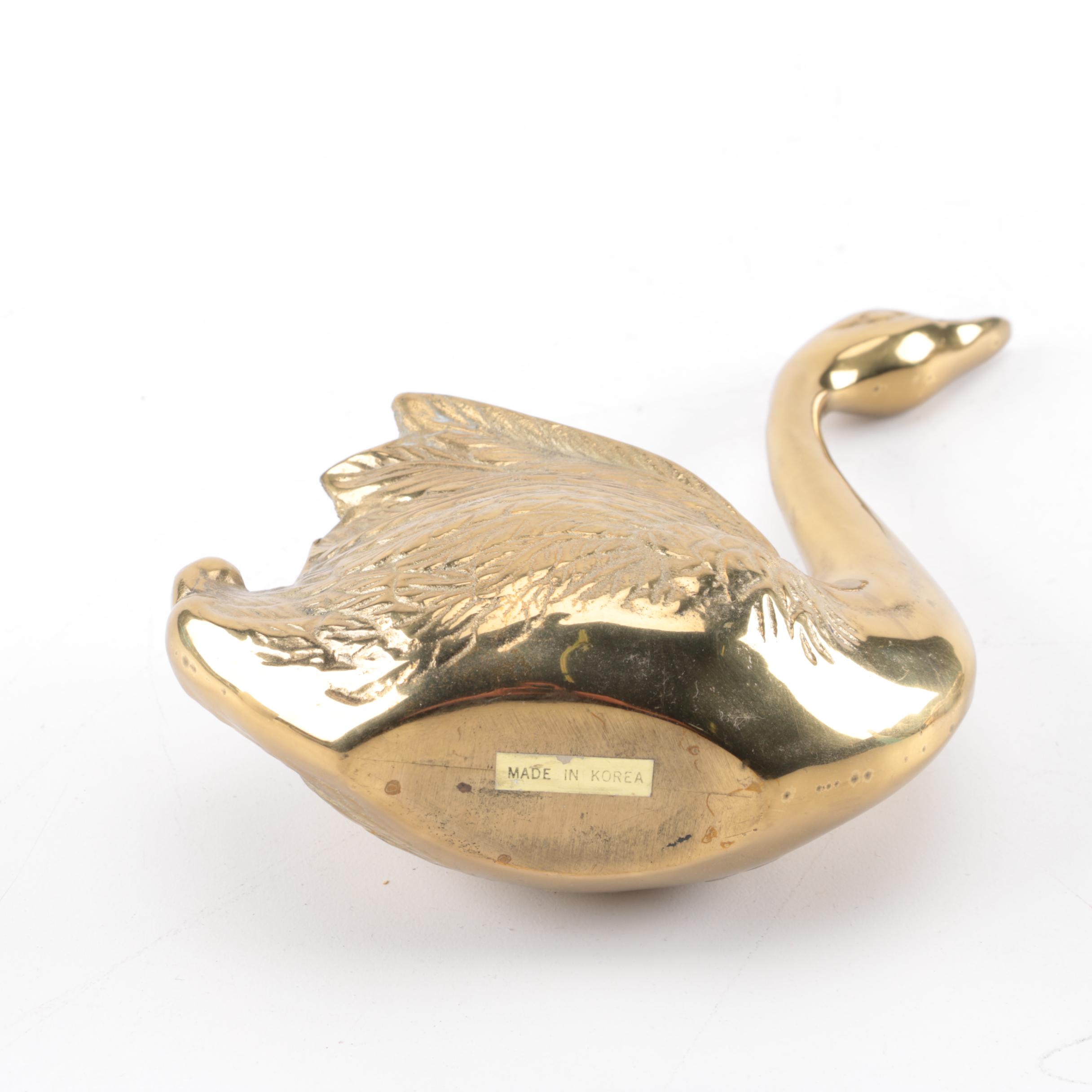 Brass Swan Figurines