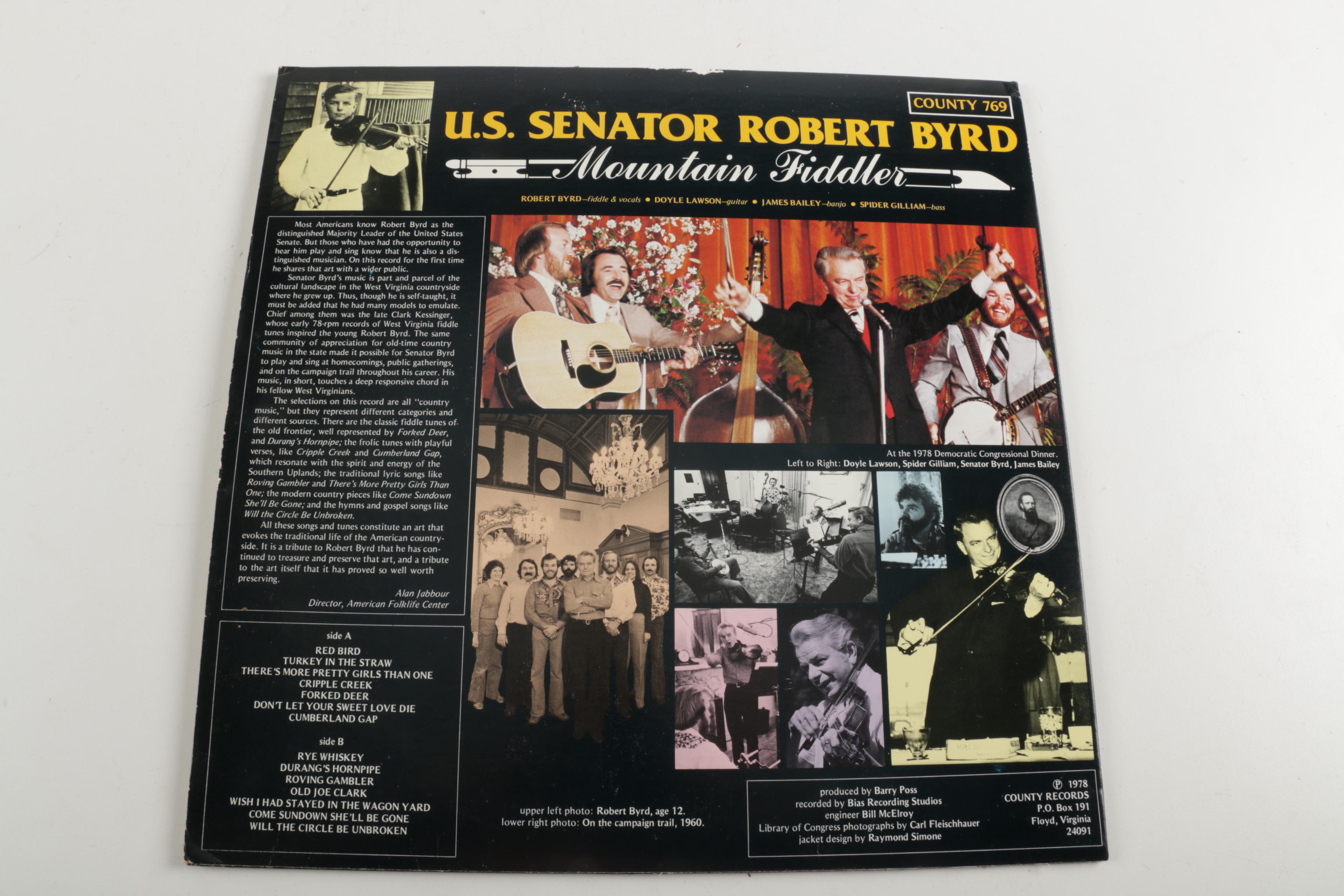 U.S. Senator Robert Byrd Authentic Signature on LP