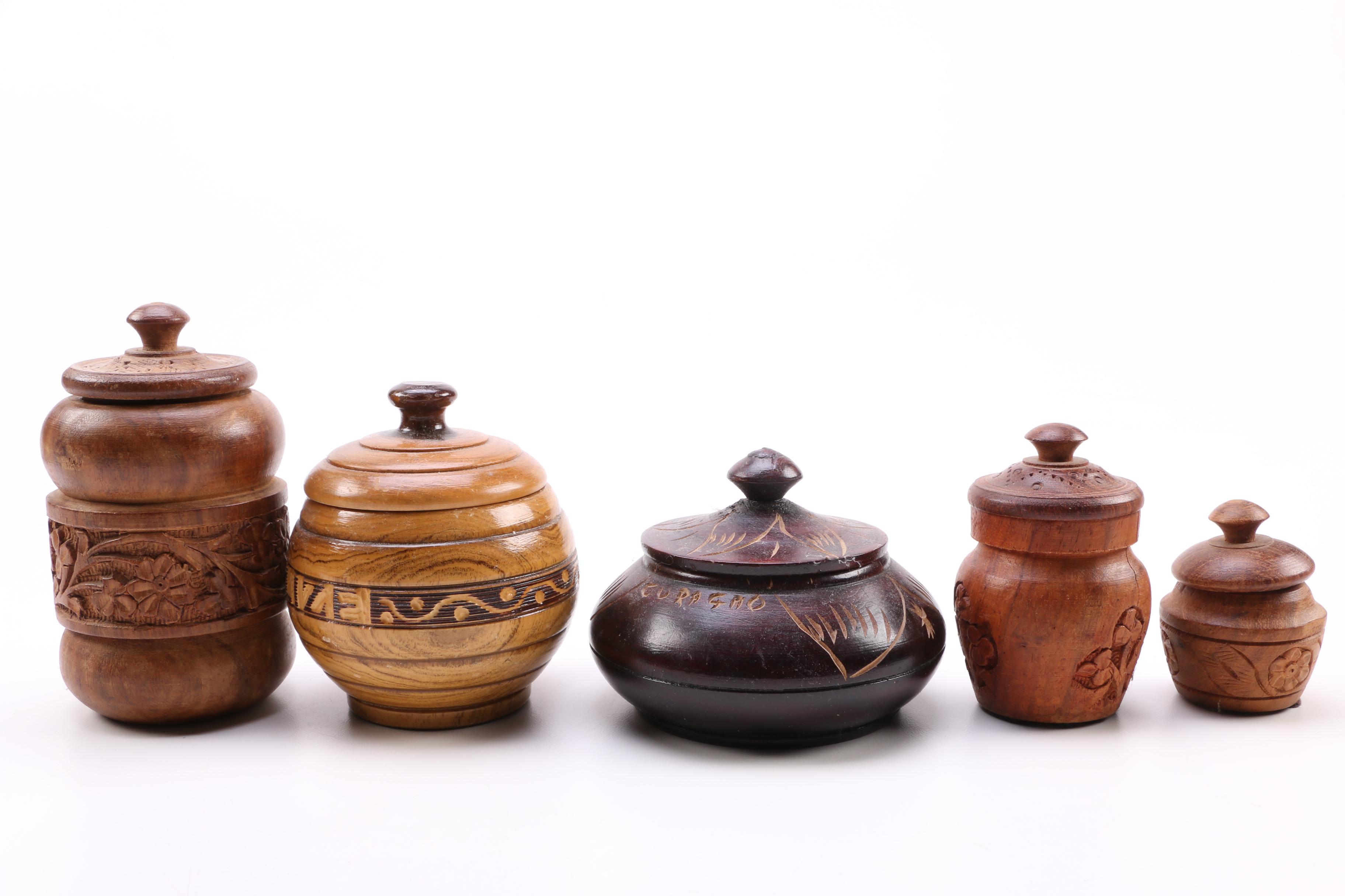 Wood Boxes Candlestick Holders and Canisters