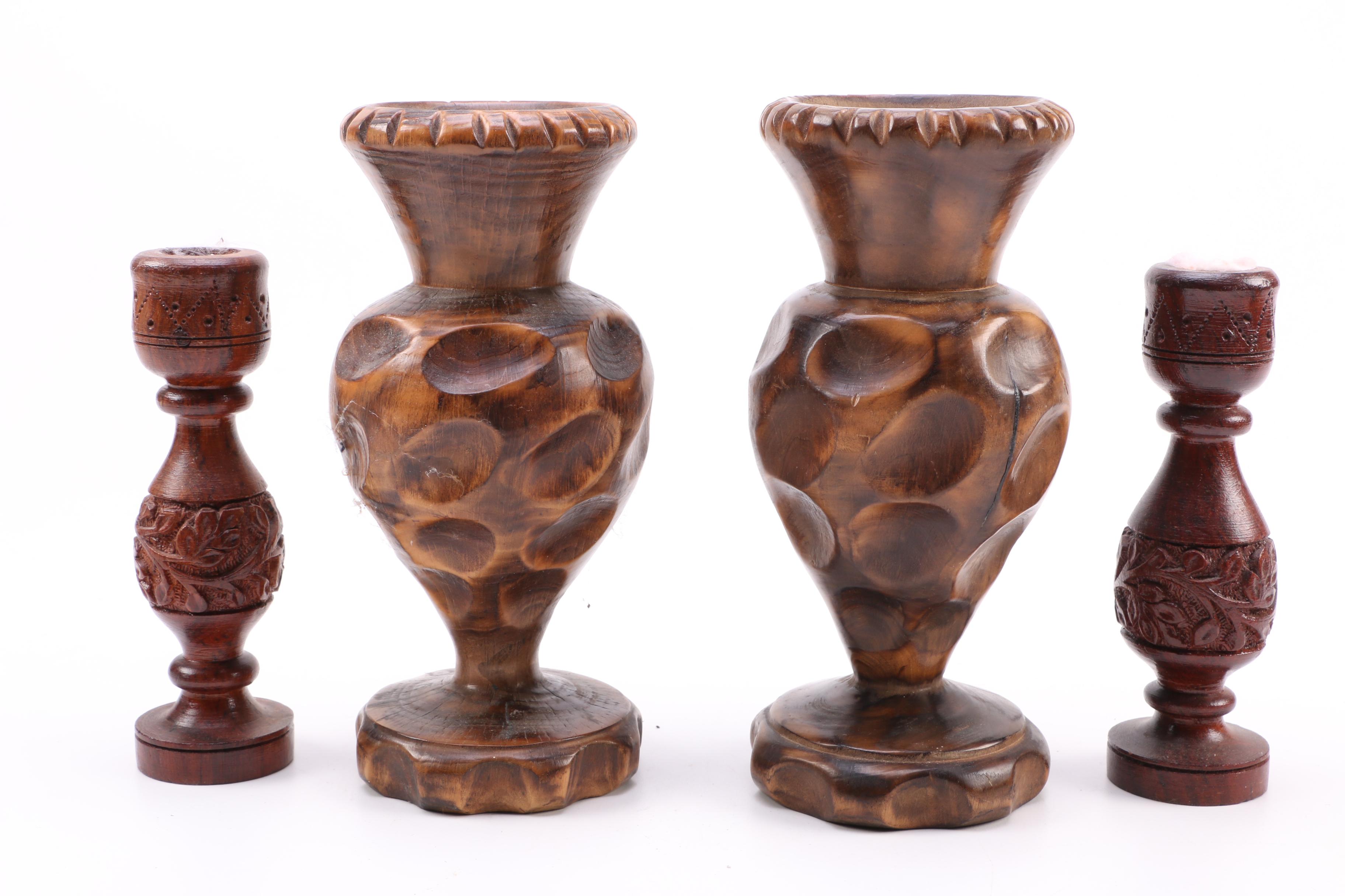 Wood Boxes Candlestick Holders and Canisters