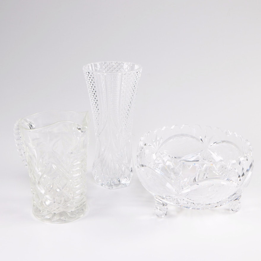 Crystal Bowl, Pitcher, and Vase