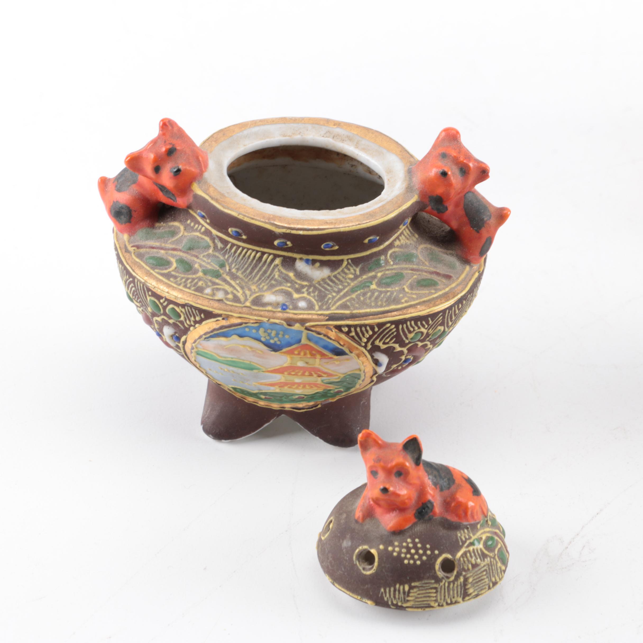 East Asian Wood, Brass and Ceramic Dishes and Decor