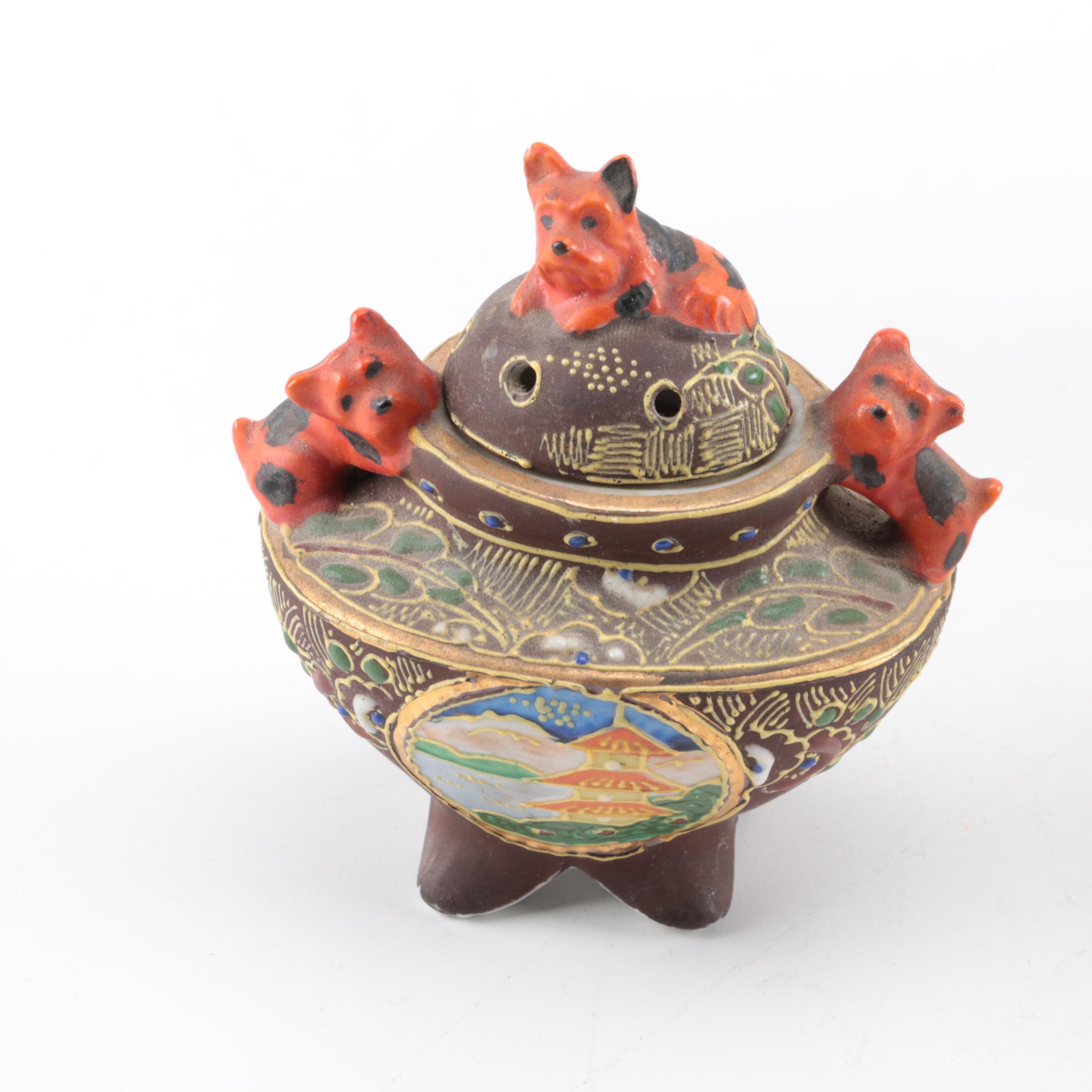 East Asian Wood, Brass and Ceramic Dishes and Decor