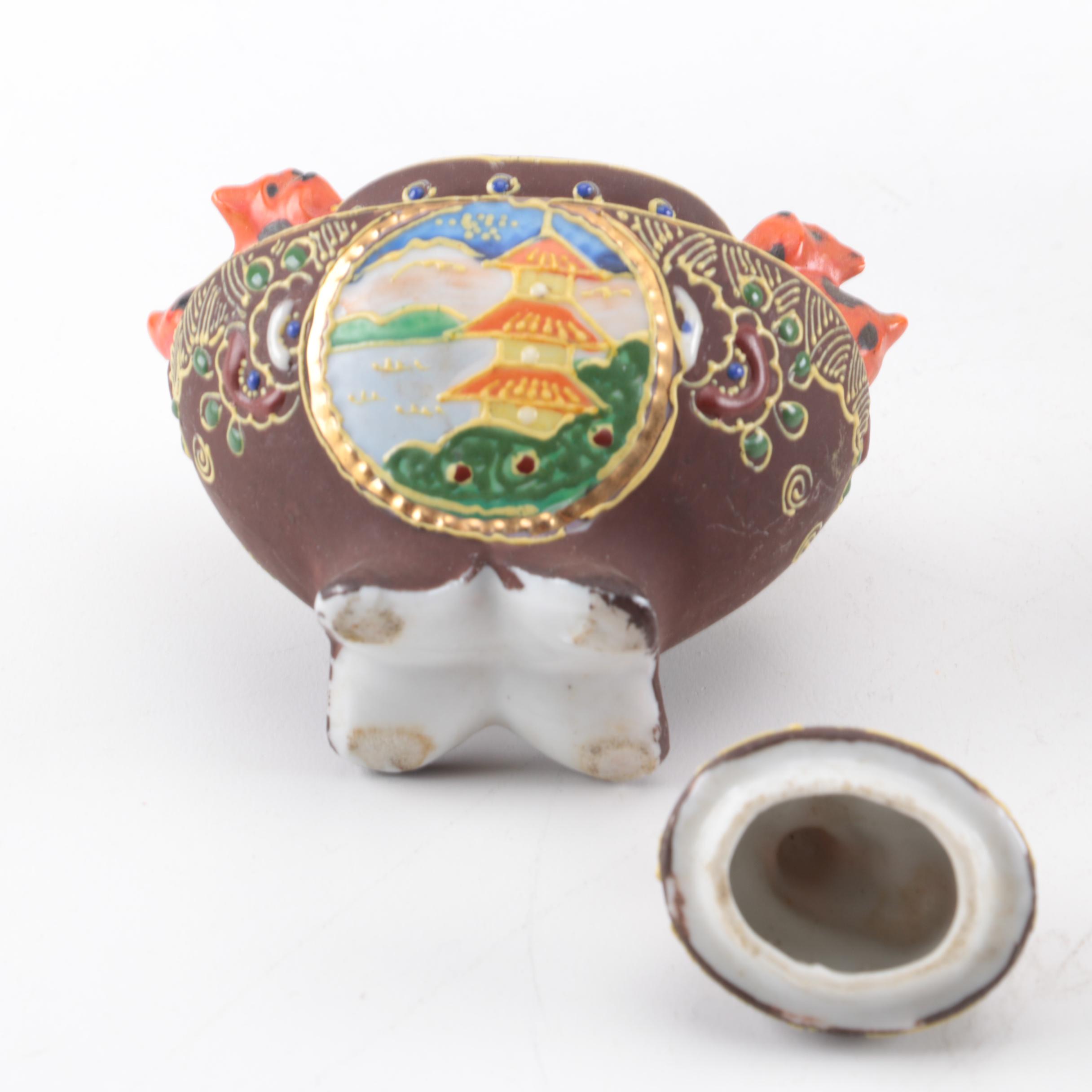 East Asian Wood, Brass and Ceramic Dishes and Decor