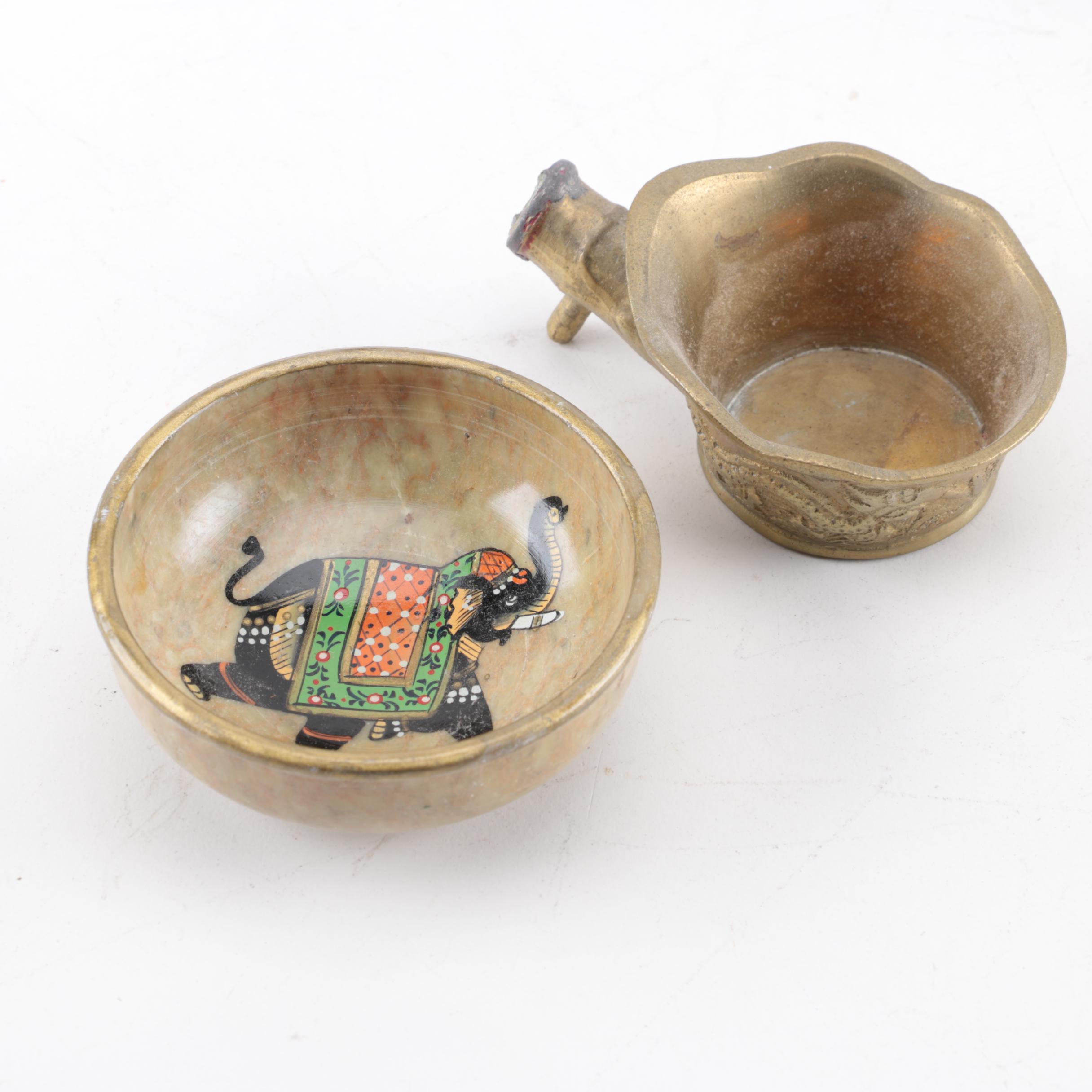 East Asian Wood, Brass and Ceramic Dishes and Decor