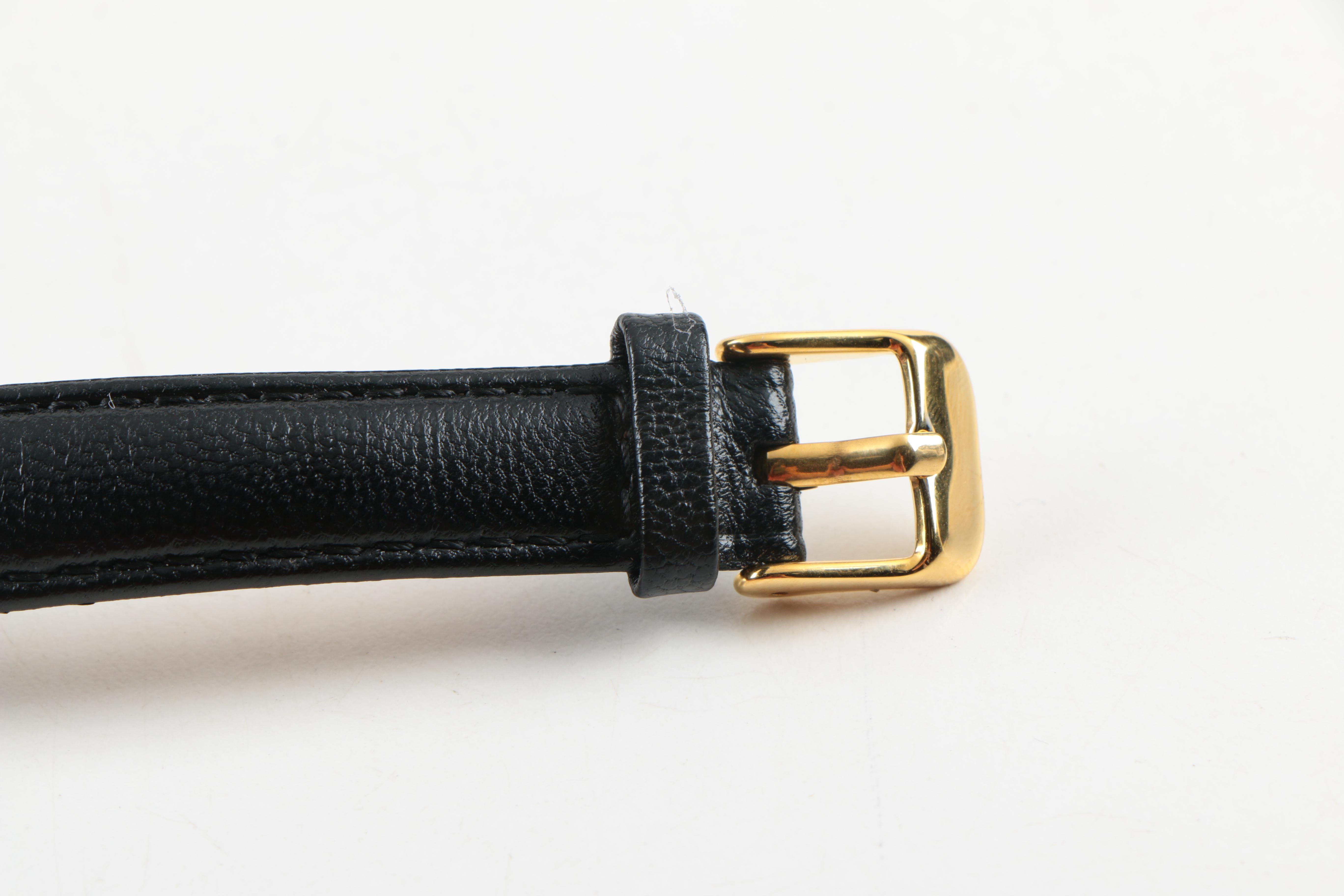 Rolex 18K Yellow Gold Geneve "Cellini" Watch with Black Leather Band