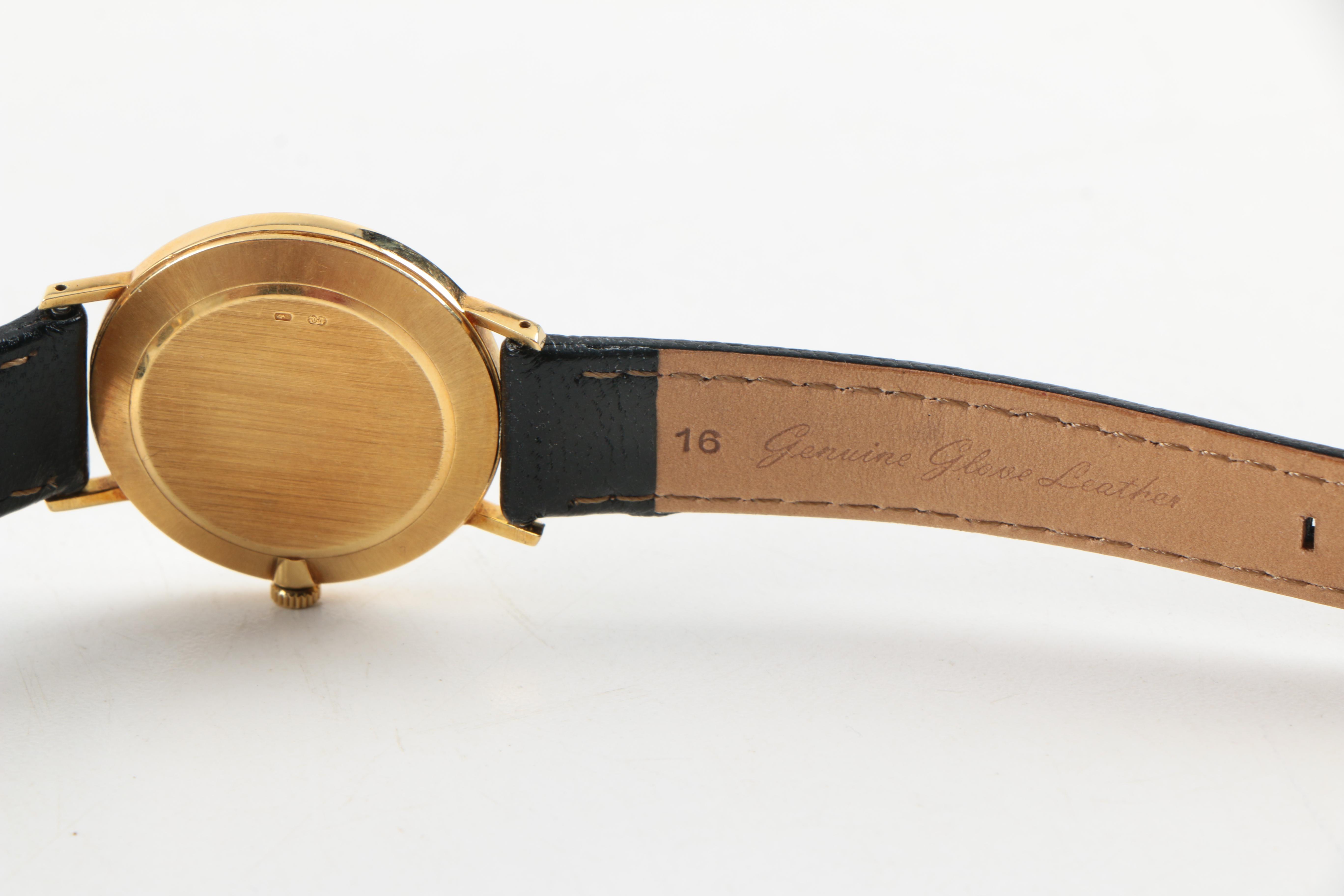 Rolex 18K Yellow Gold Geneve "Cellini" Watch with Black Leather Band