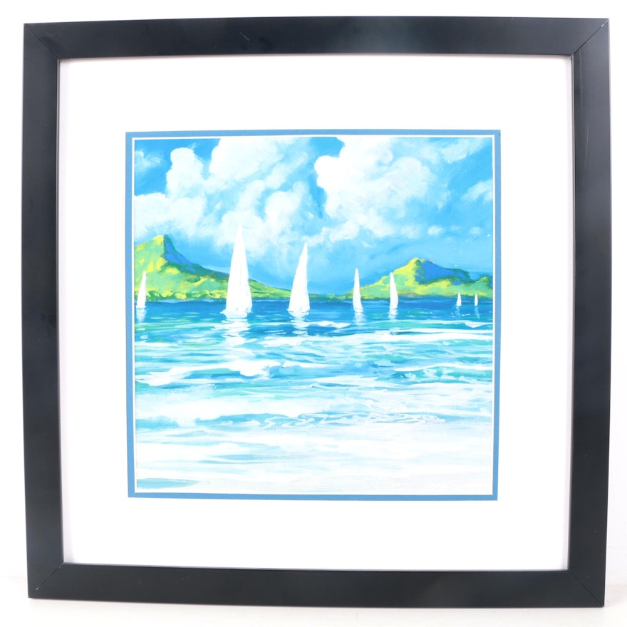 After Dan Meneely Offset Lithograph on Paper "Sail Away Beach II"