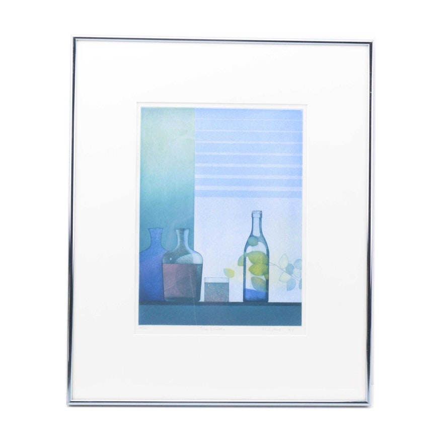 Limited Edition Aquatint Etching "Blue Windows"