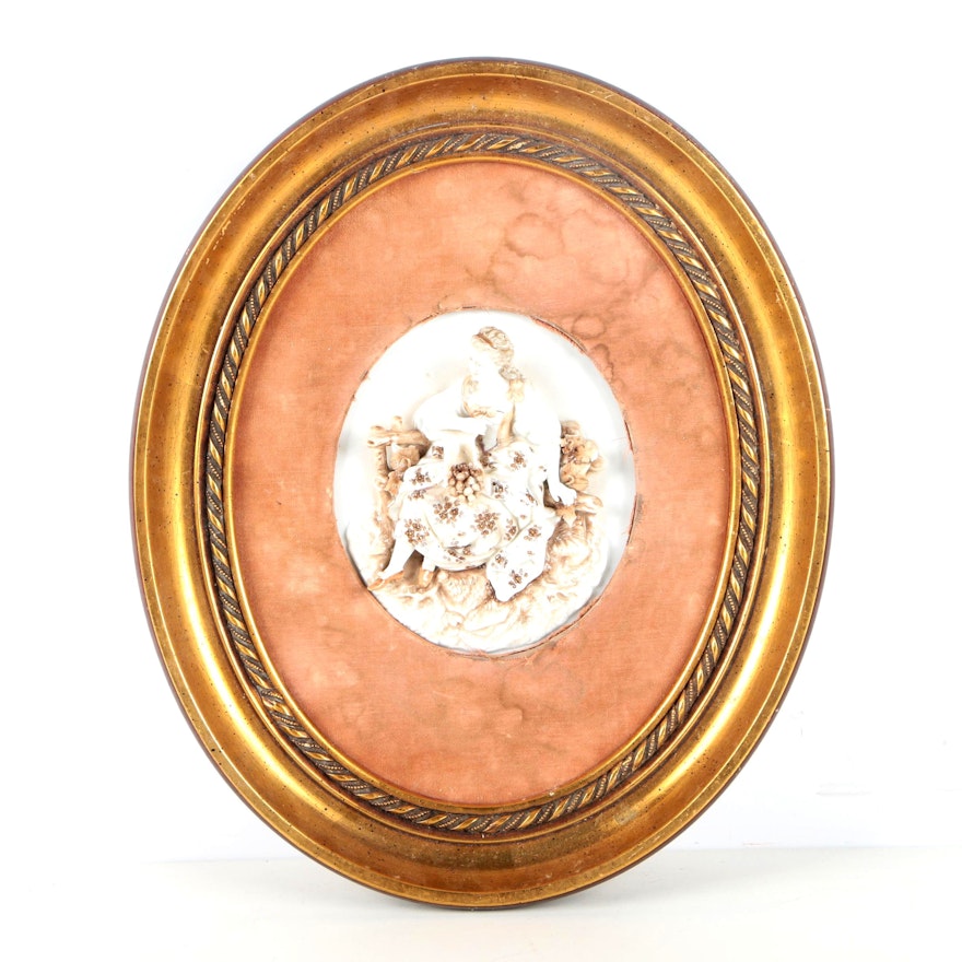 Hard Paste Porcelain Bas Relief in an Oval Frame