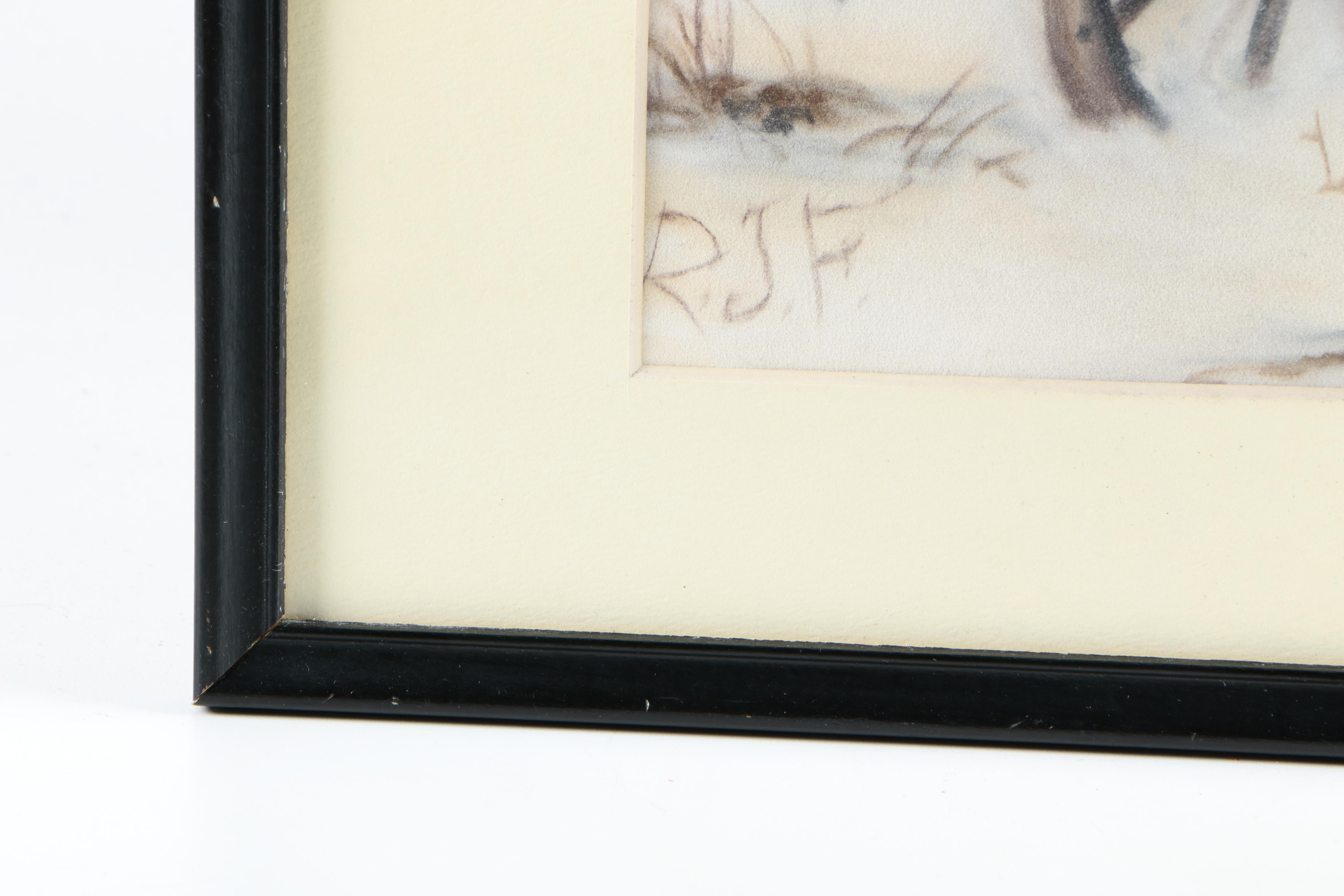 R.J.F. Pastel Drawings on Paper of Farm Scenes