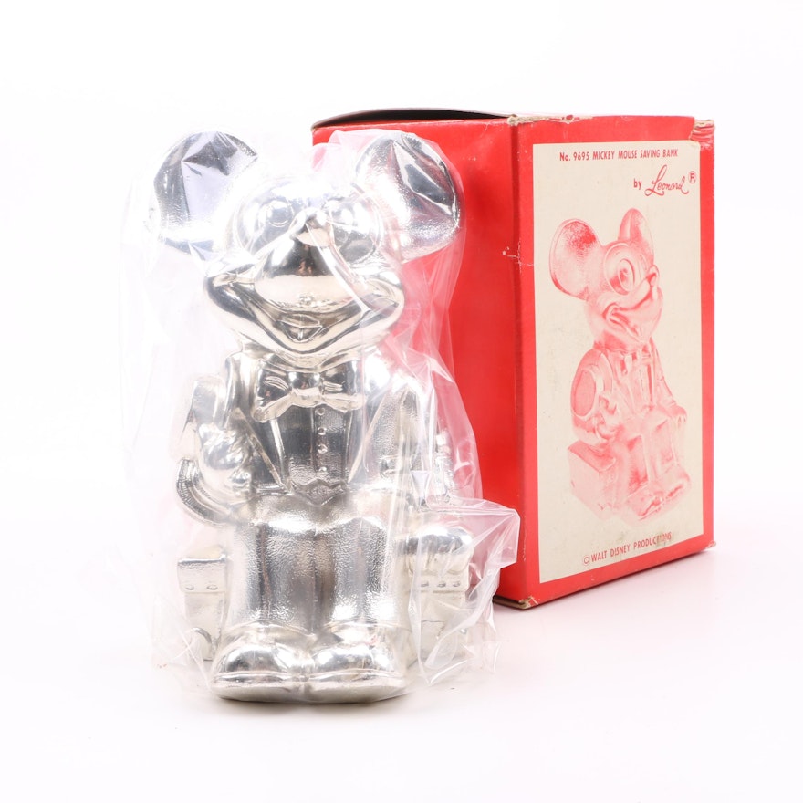 Silver Plated Mickey Mouse Savings Bank by Leonard