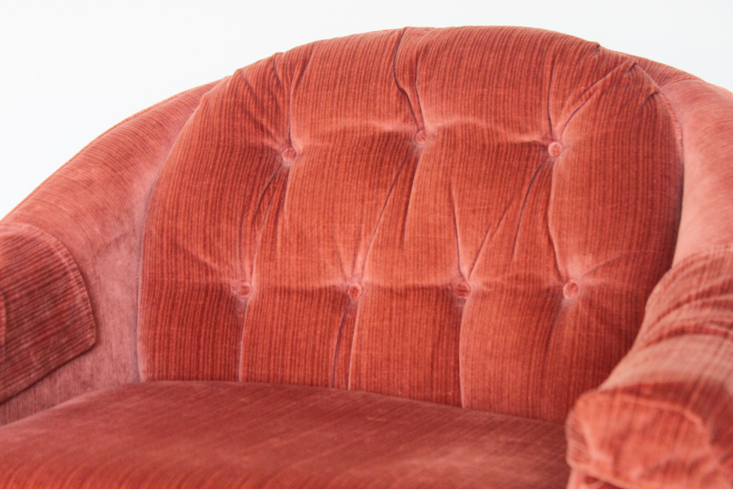 Vintage Red Flexsteel Velour Upholstered Armchair