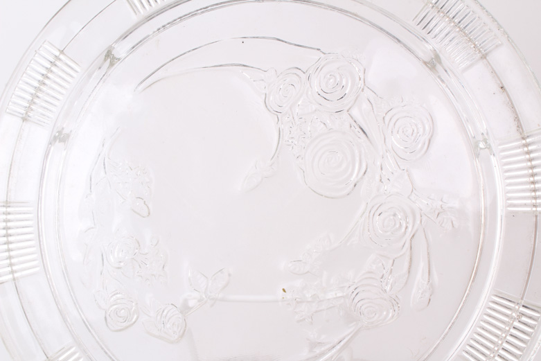 Pair of "Sharon" Clear Depression Glass Cake Plates by Federal Glass
