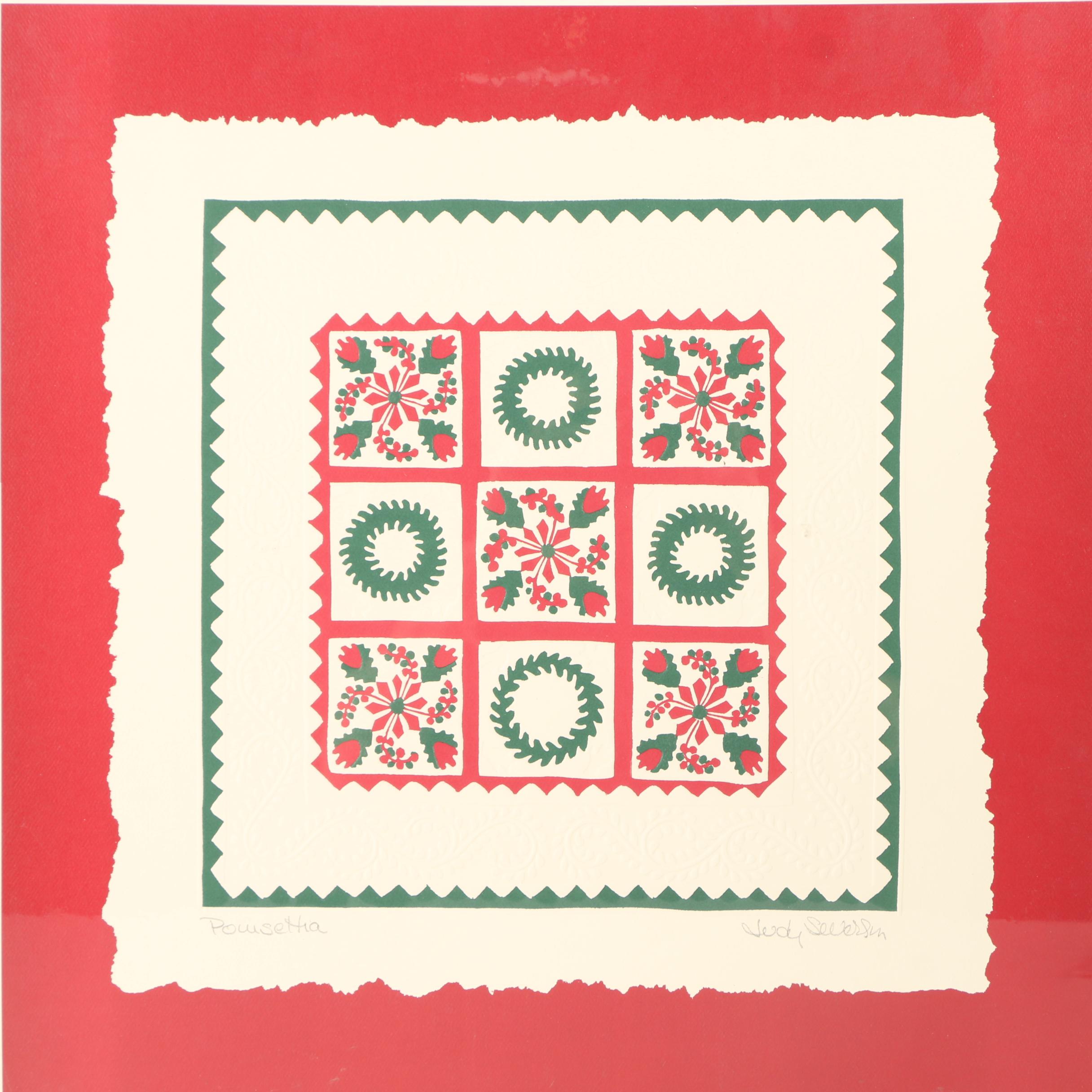 Judy Severson Embossed Relief Prints of Quilt Patterns Including "Bridal Wreath"