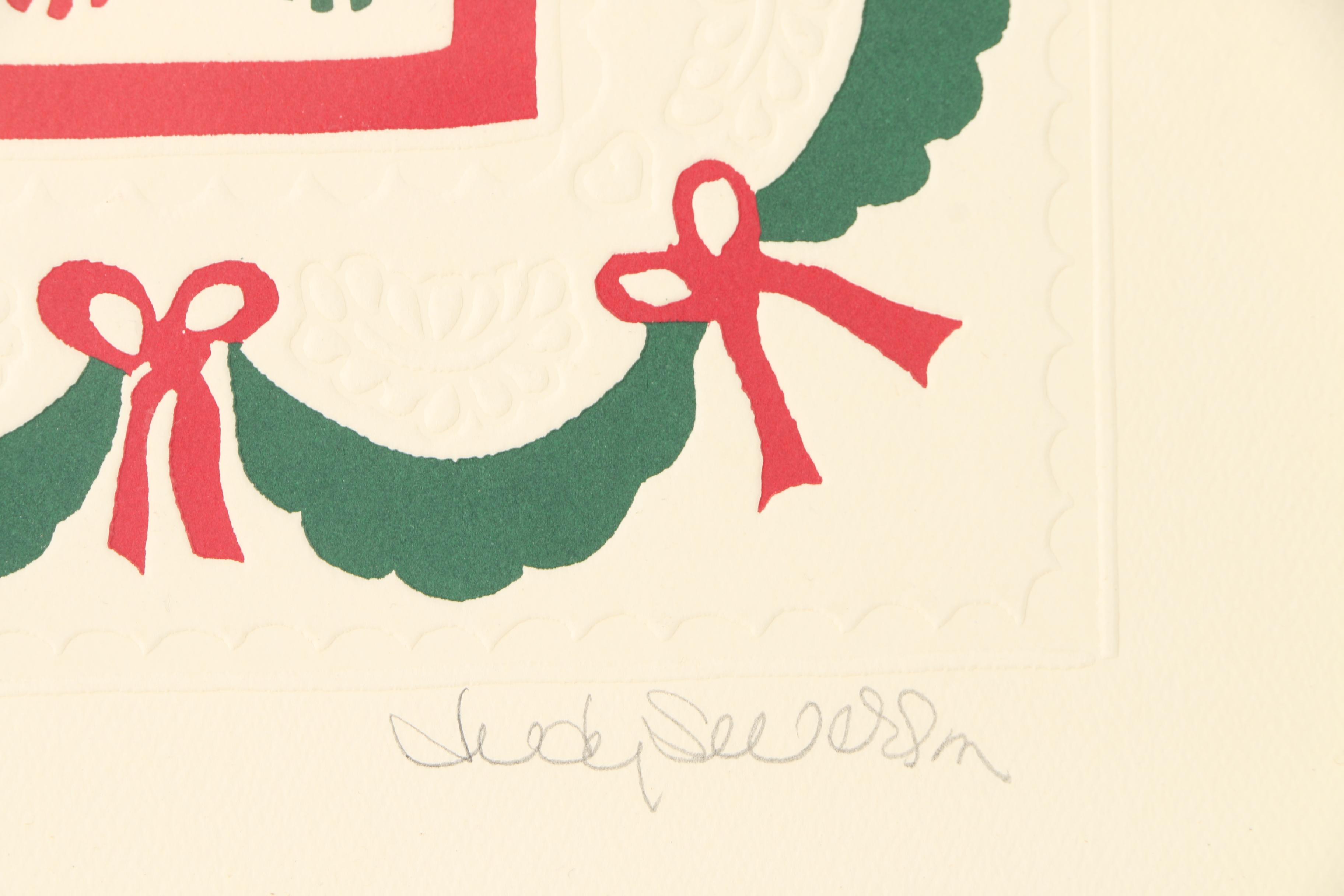 Judy Severson Embossed Relief Prints of Quilt Patterns Including "Bridal Wreath"