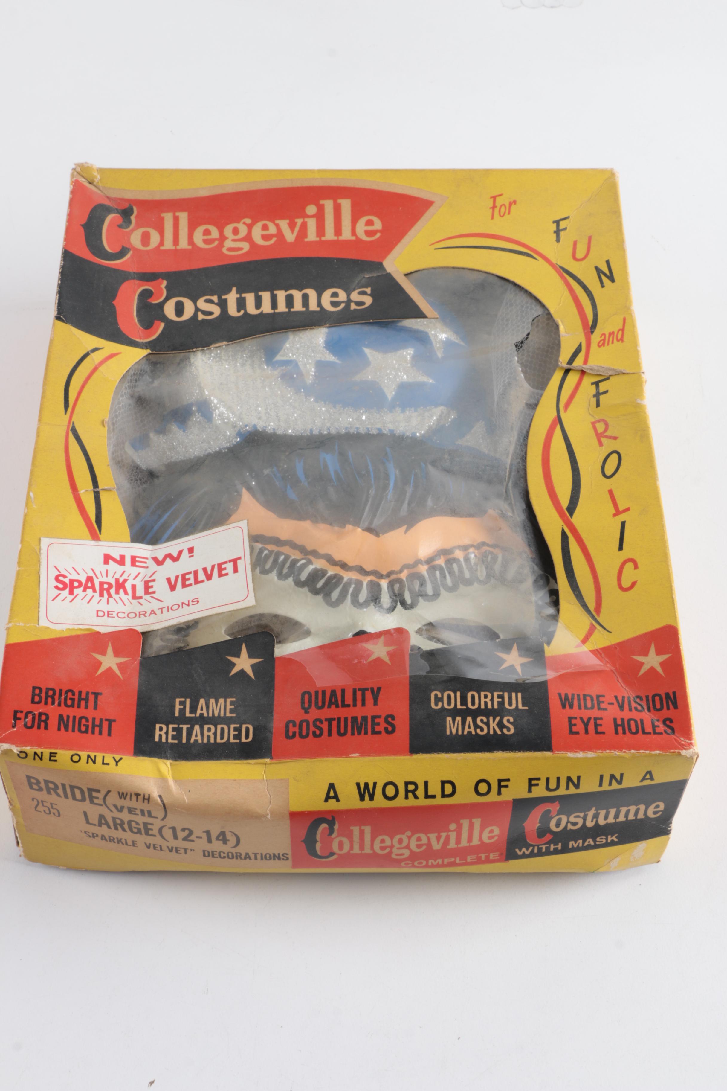 Vintage Collegeville Adult Costumes for Clown and Bride