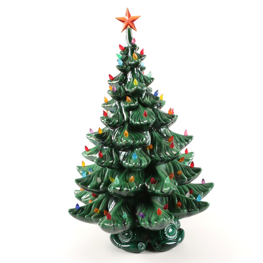 Ceramic Light-Up Christmas Tree and Music Box