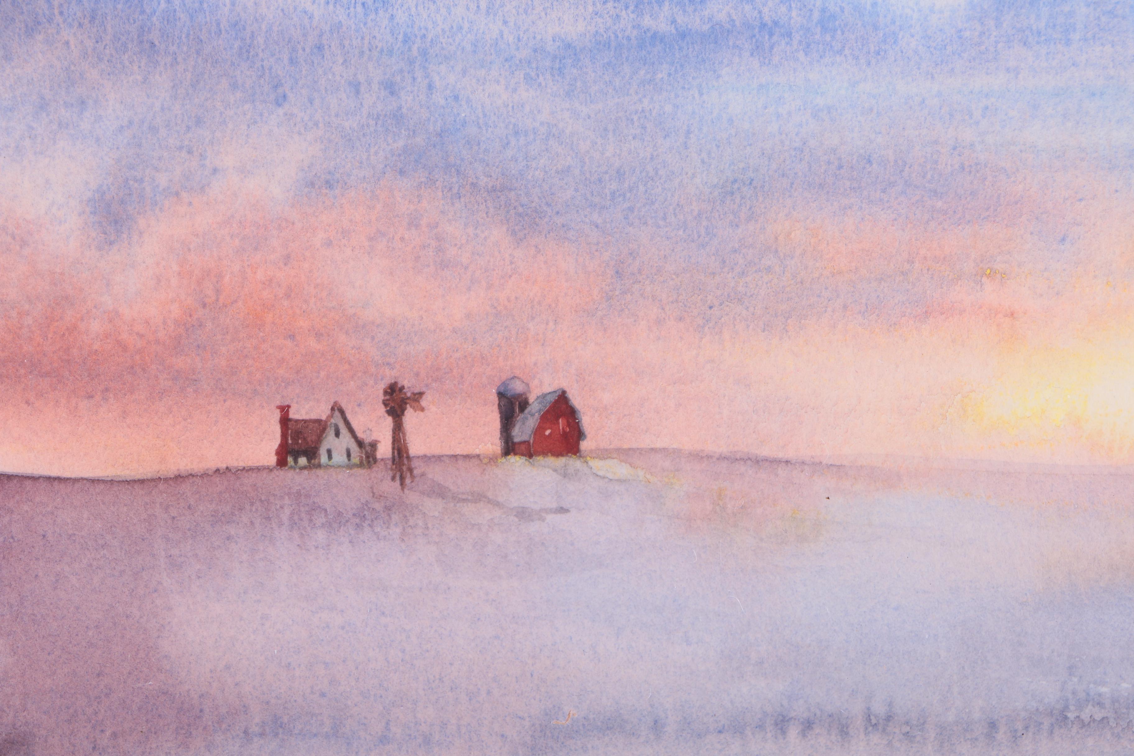 Saunders Watercolor Paintings on Paper of Pastoral Scenes