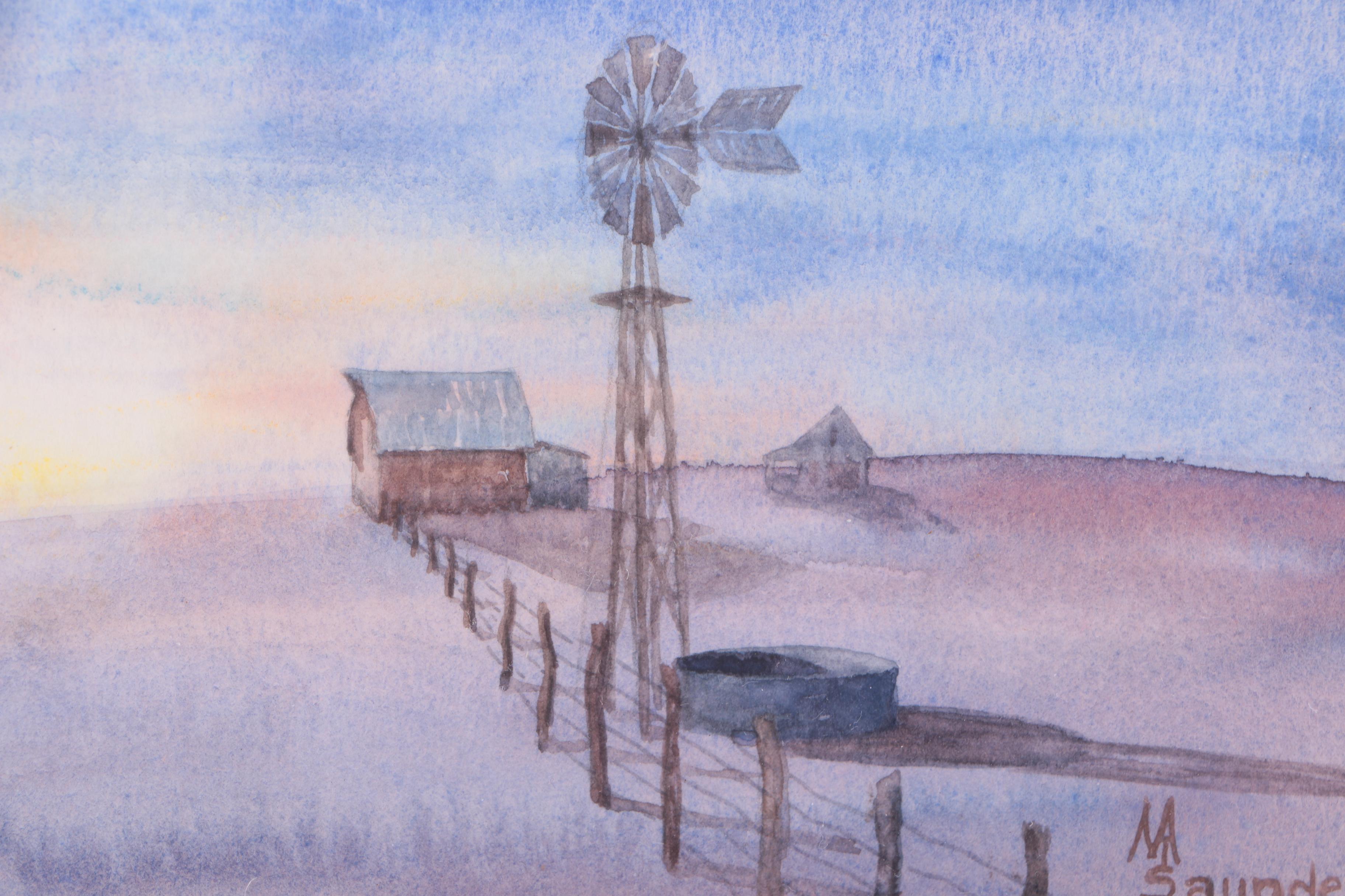 Saunders Watercolor Paintings on Paper of Pastoral Scenes