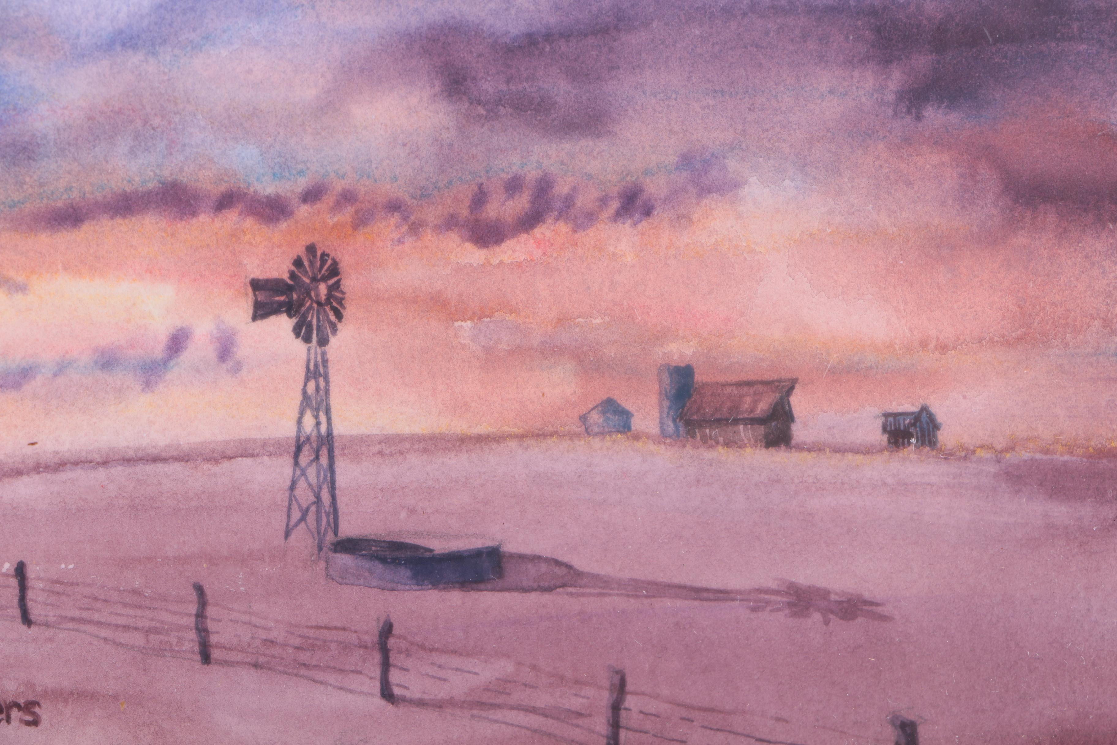 Saunders Watercolor Paintings on Paper of Pastoral Scenes