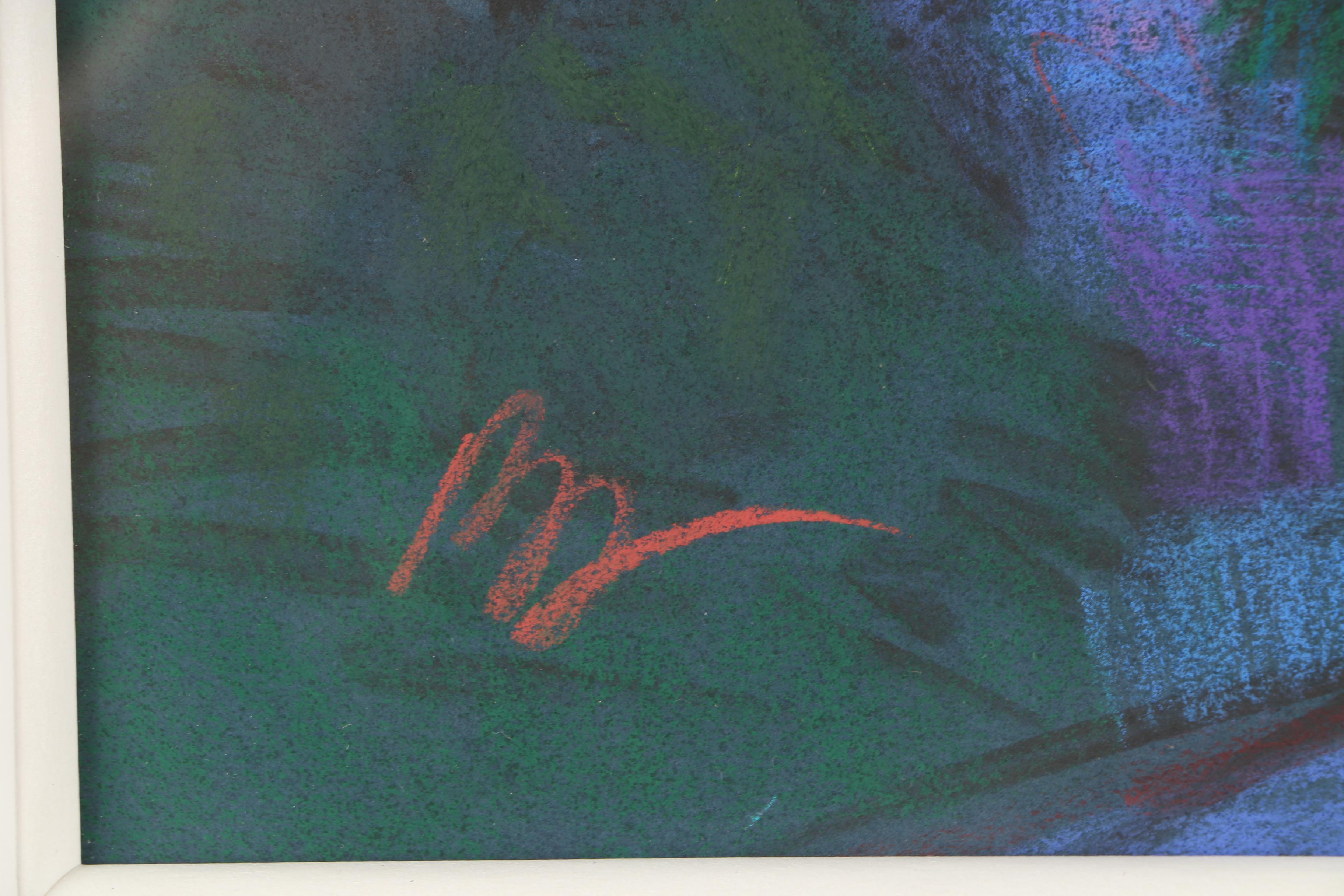 Brian Blood Pastel Drawing on Paper of Bay Area Cityscape