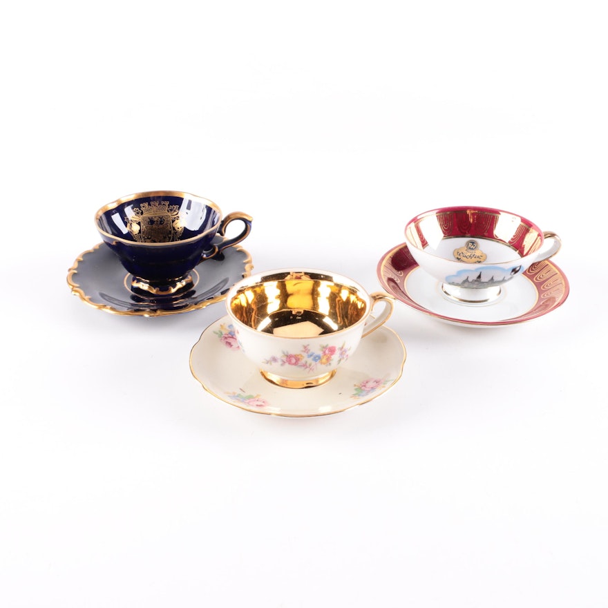 Selection of Bavarian Porcelain Demitasse Cups and Saucers