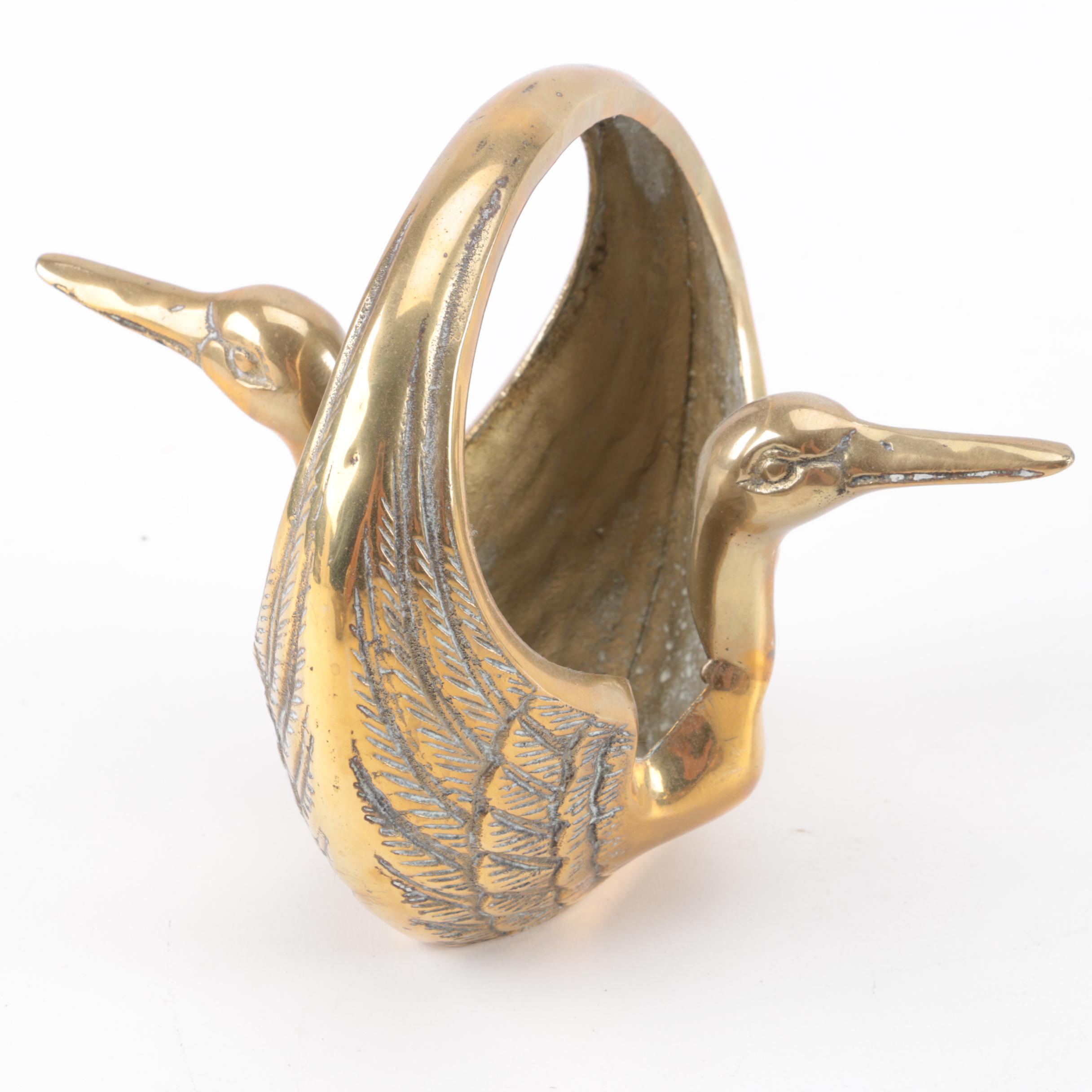 Collection of Brass Duck and Swan Décor Items