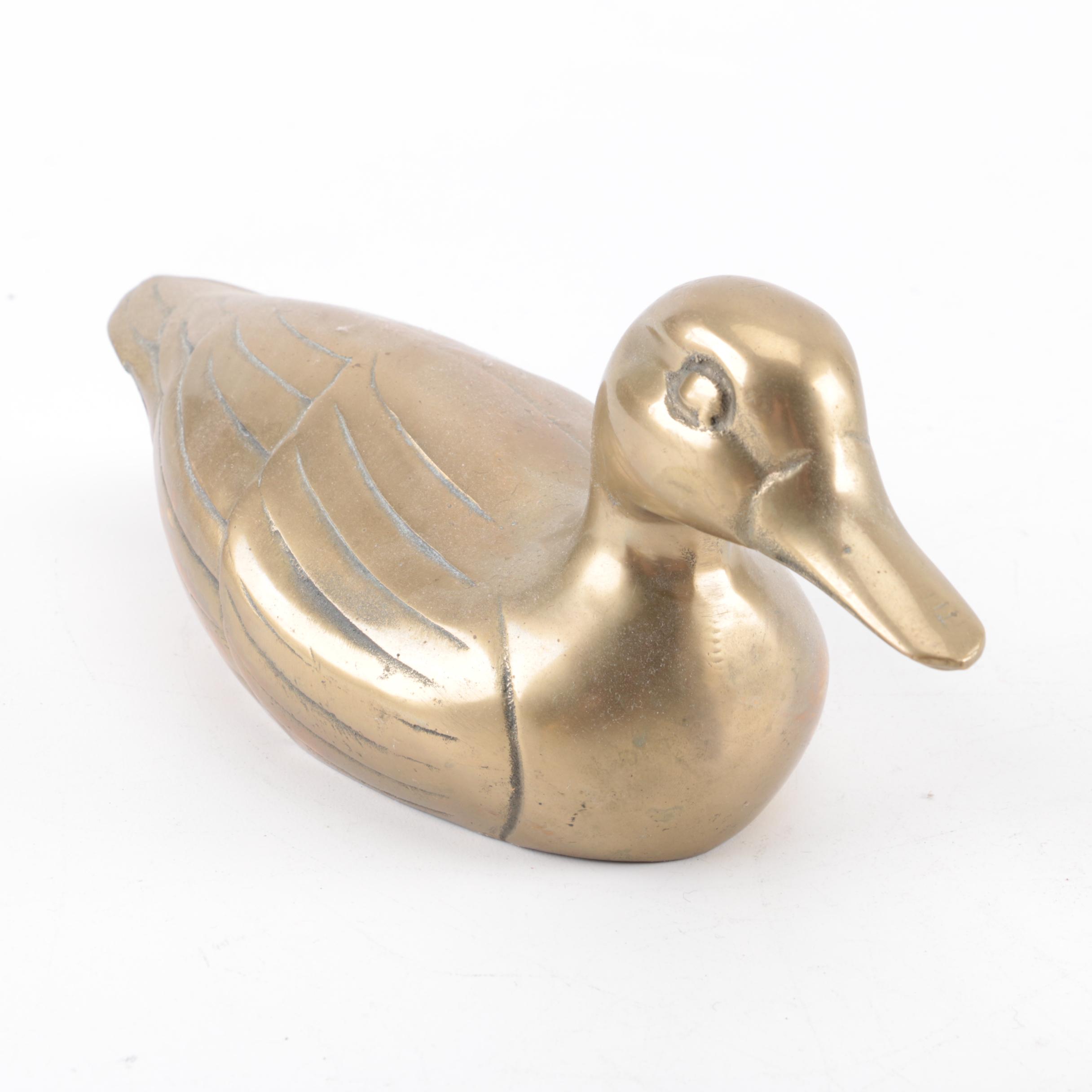 Collection of Brass Duck and Swan Décor Items