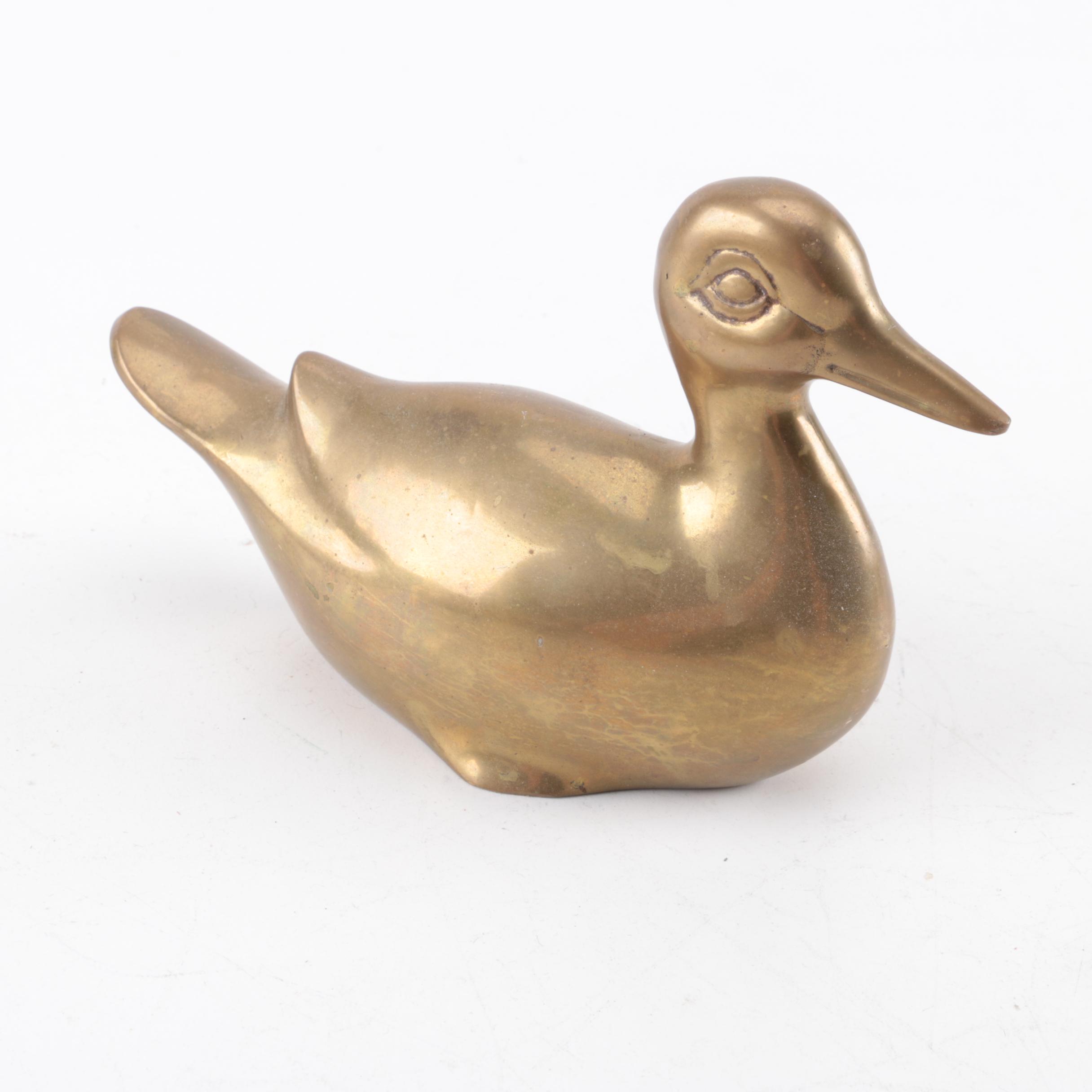 Collection of Brass Duck and Swan Décor Items