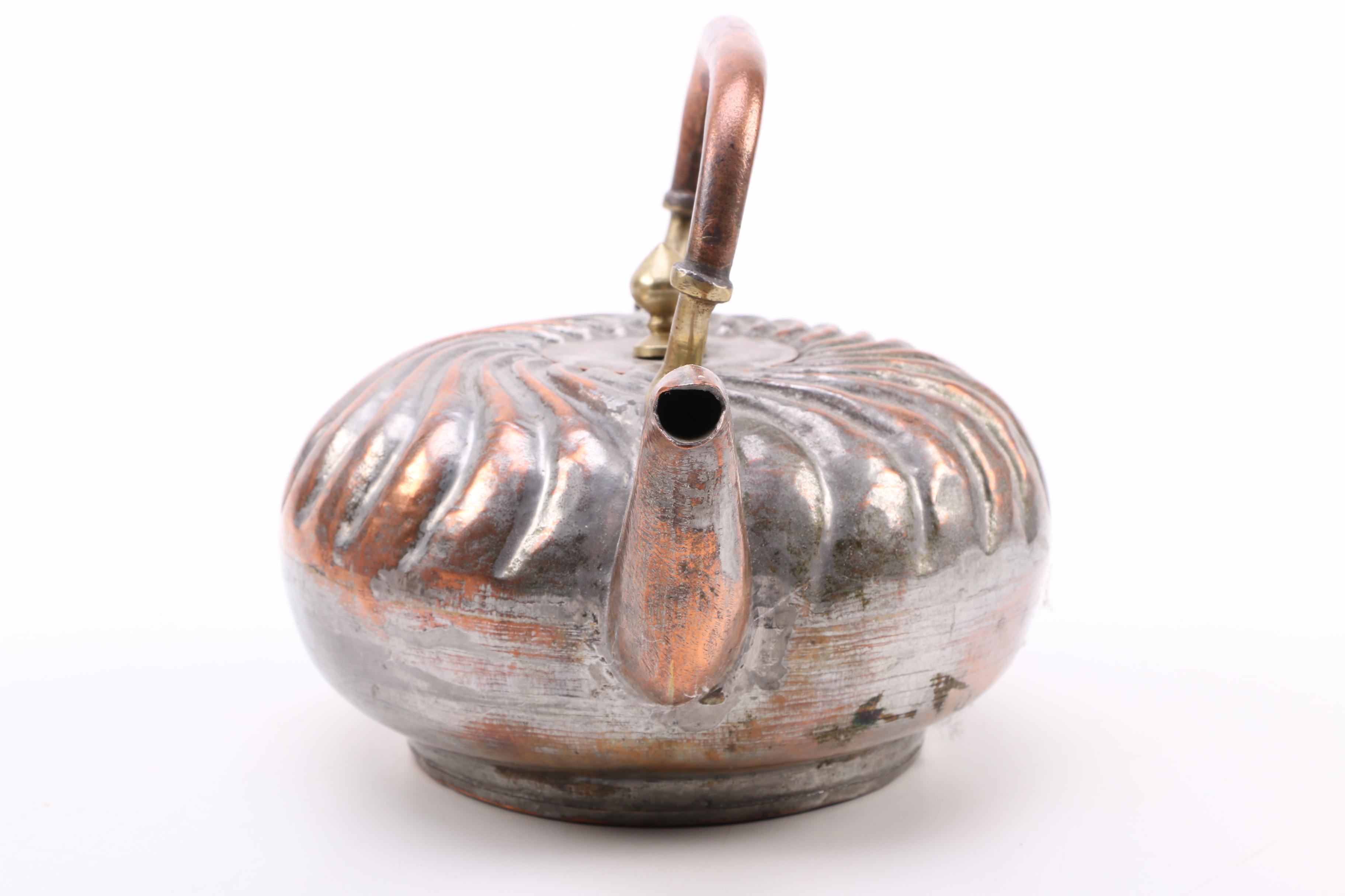 Wooden Box with Metal Teapot