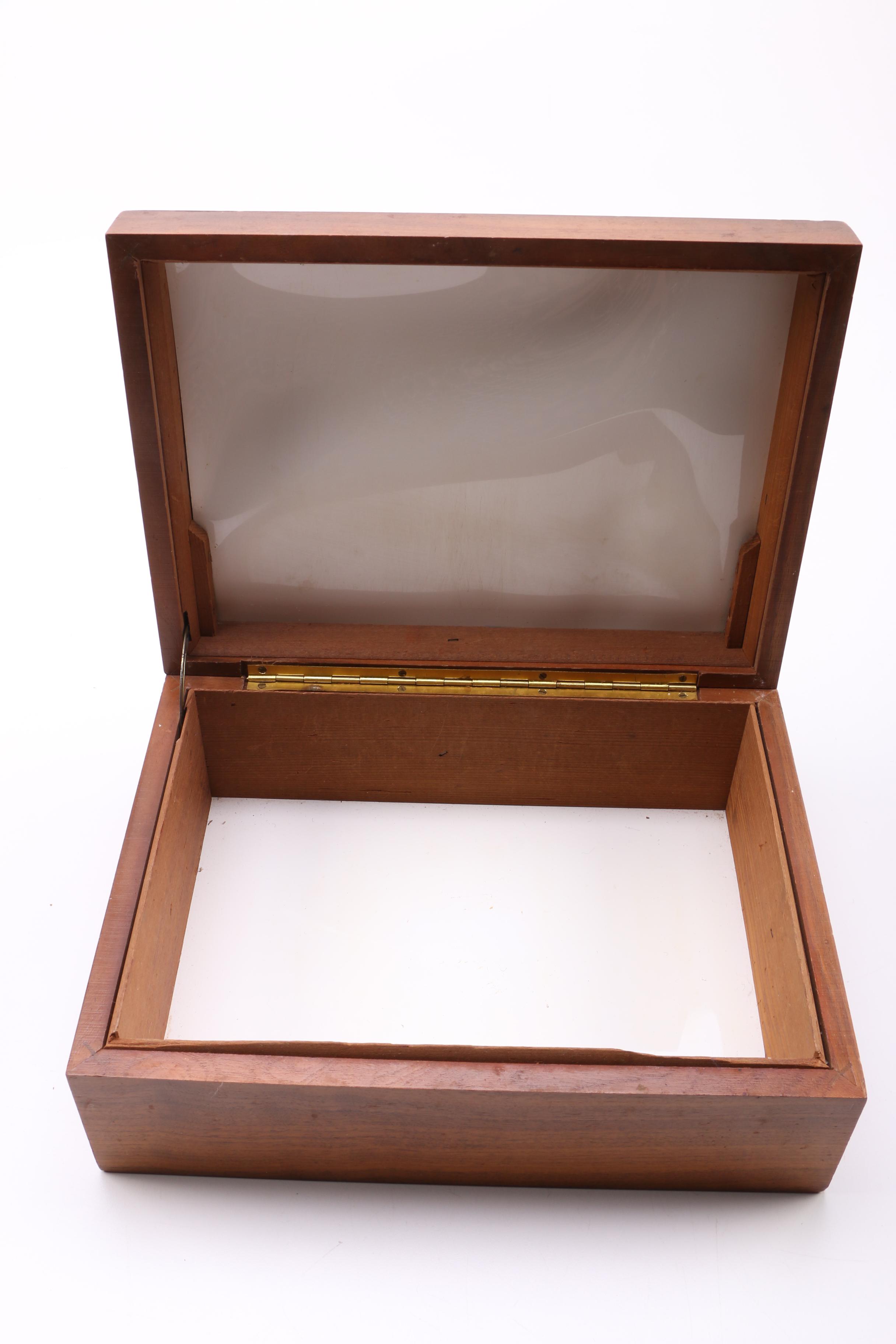 Wooden Box with Metal Teapot