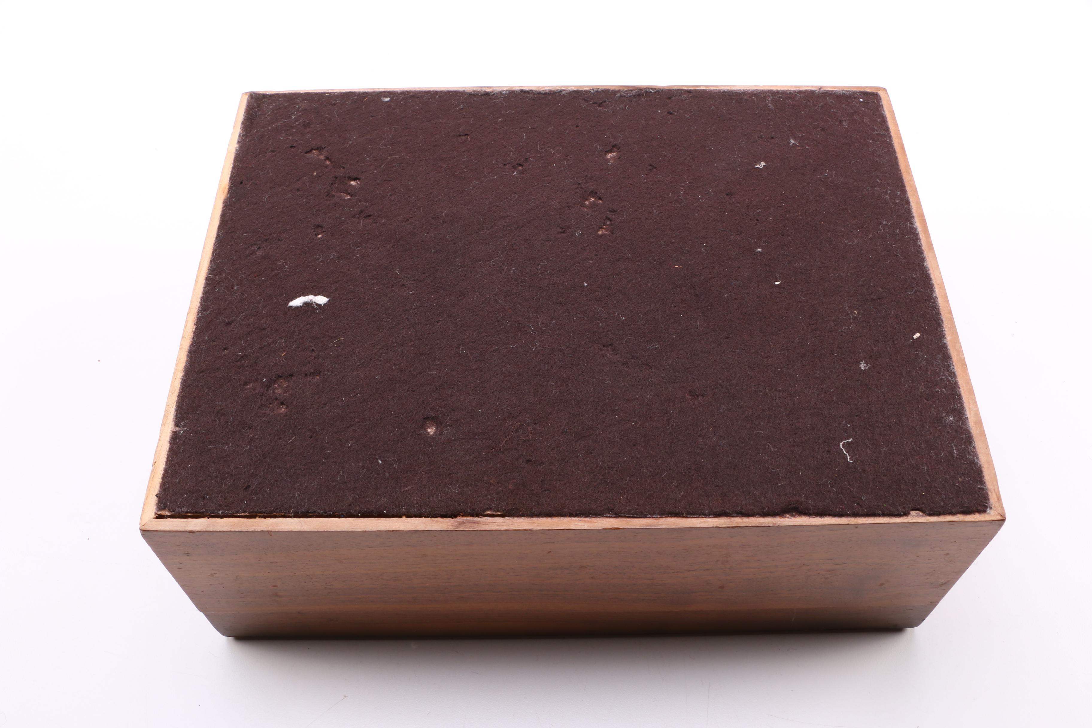 Wooden Box with Metal Teapot