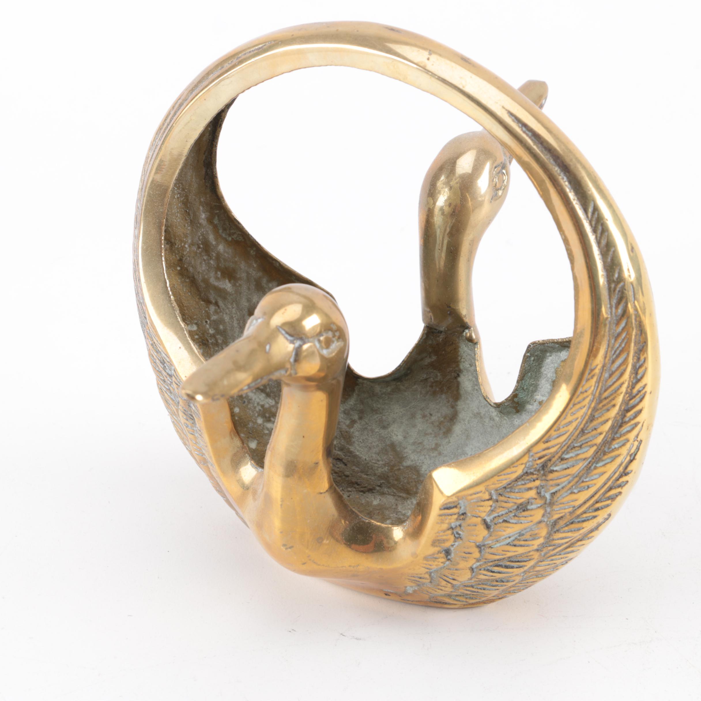 Collection of Brass Duck and Swan Décor Items