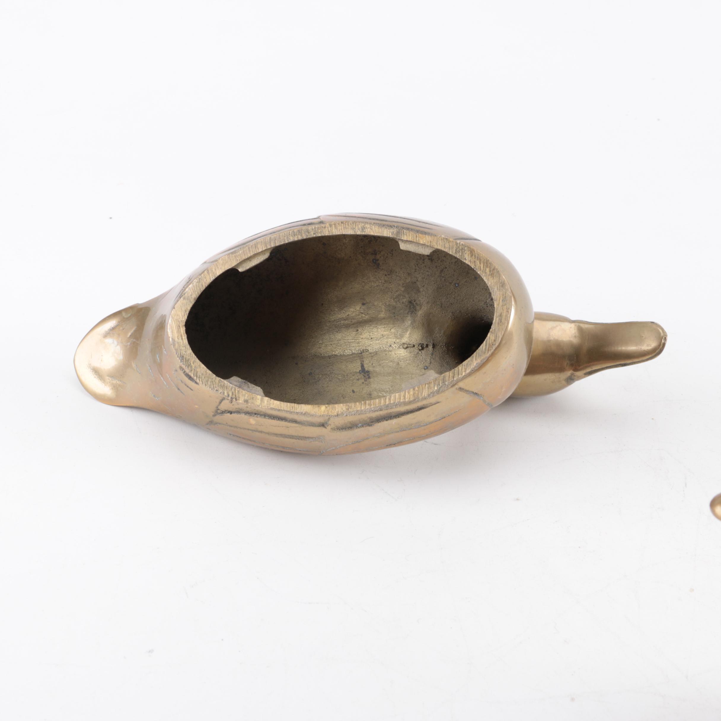 Collection of Brass Duck and Swan Décor Items