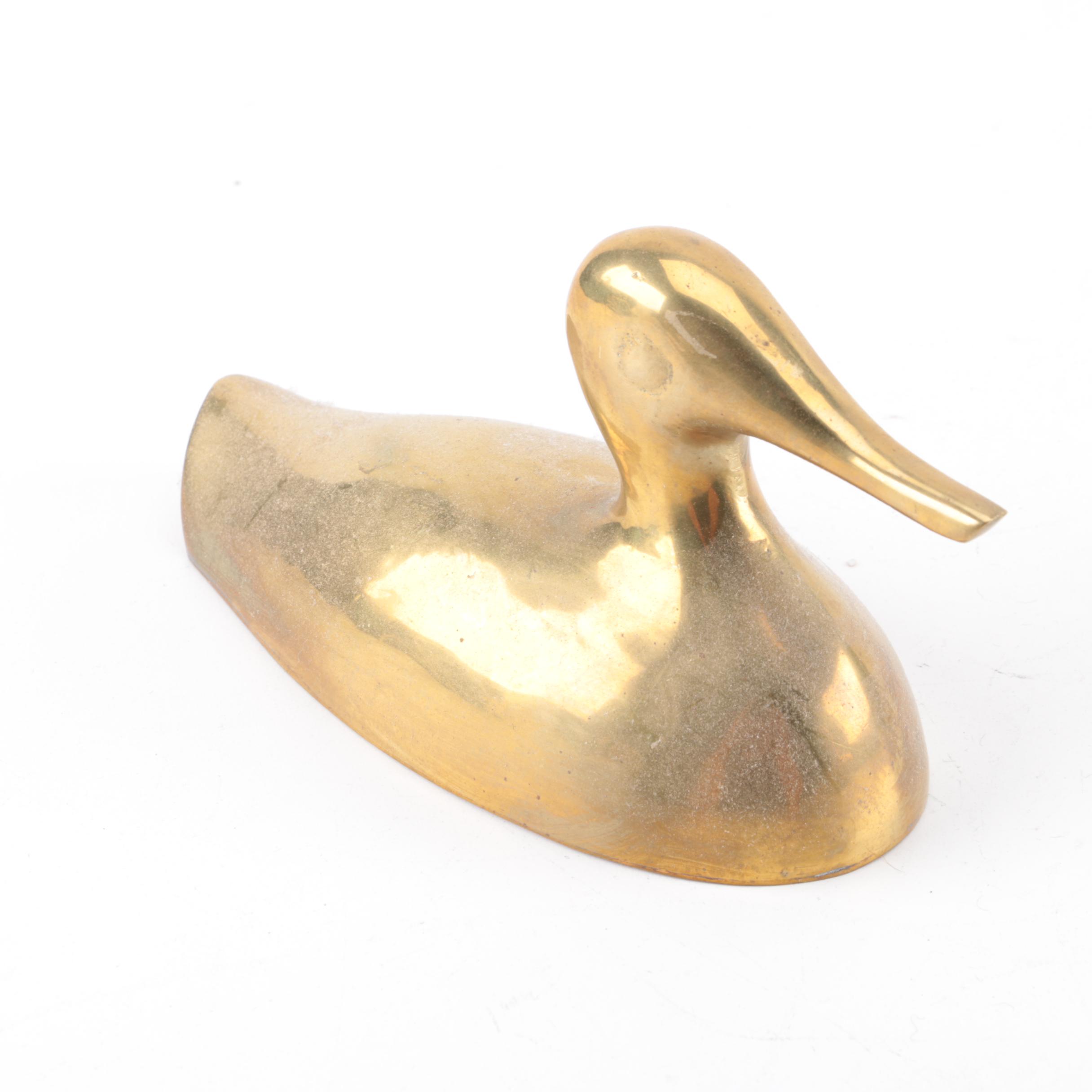Collection of Brass Duck and Swan Décor Items