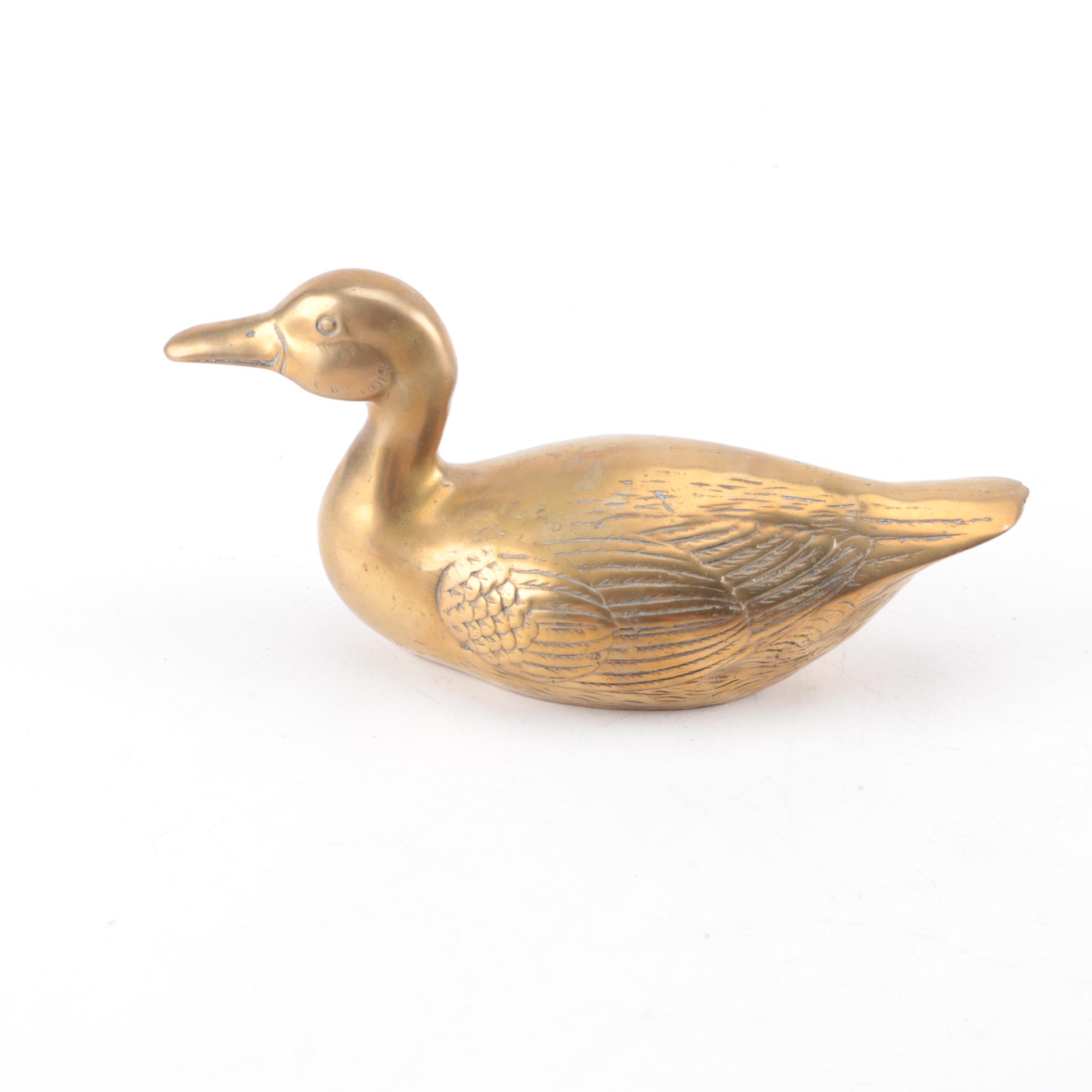 Collection of Brass Duck and Swan Décor Items