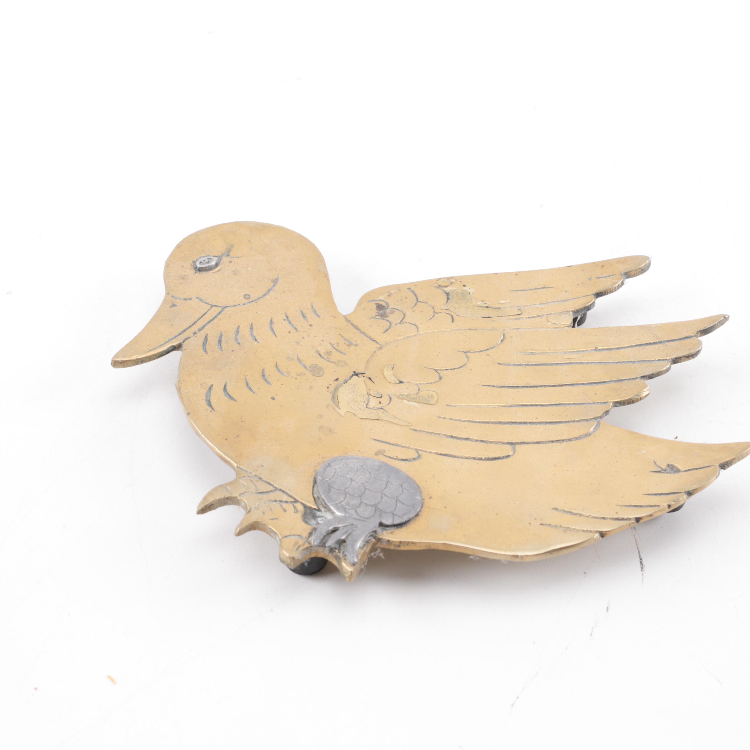 Collection of Brass Duck and Swan Décor Items