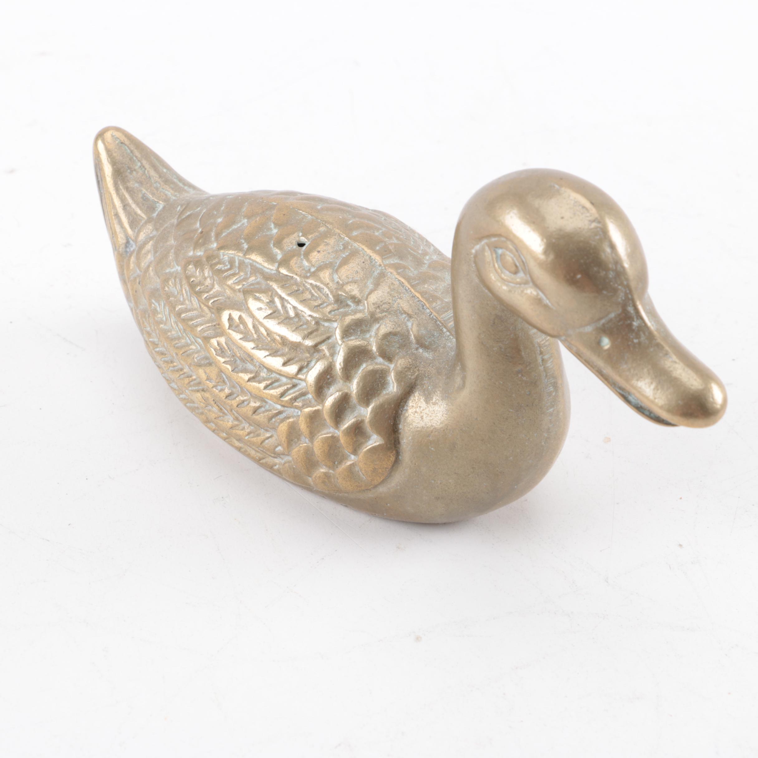 Collection of Brass Duck and Swan Décor Items