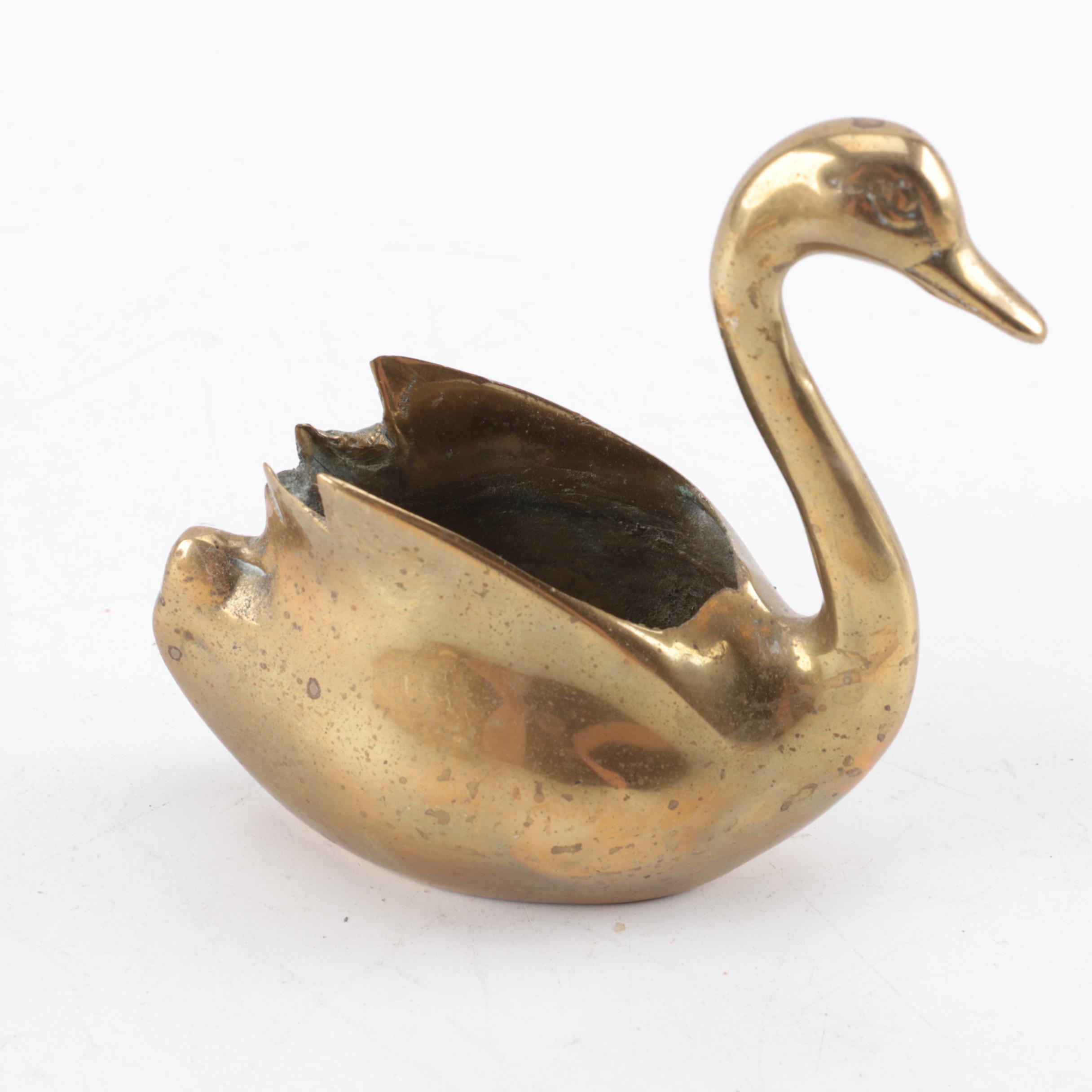 Collection of Brass Duck and Swan Décor Items