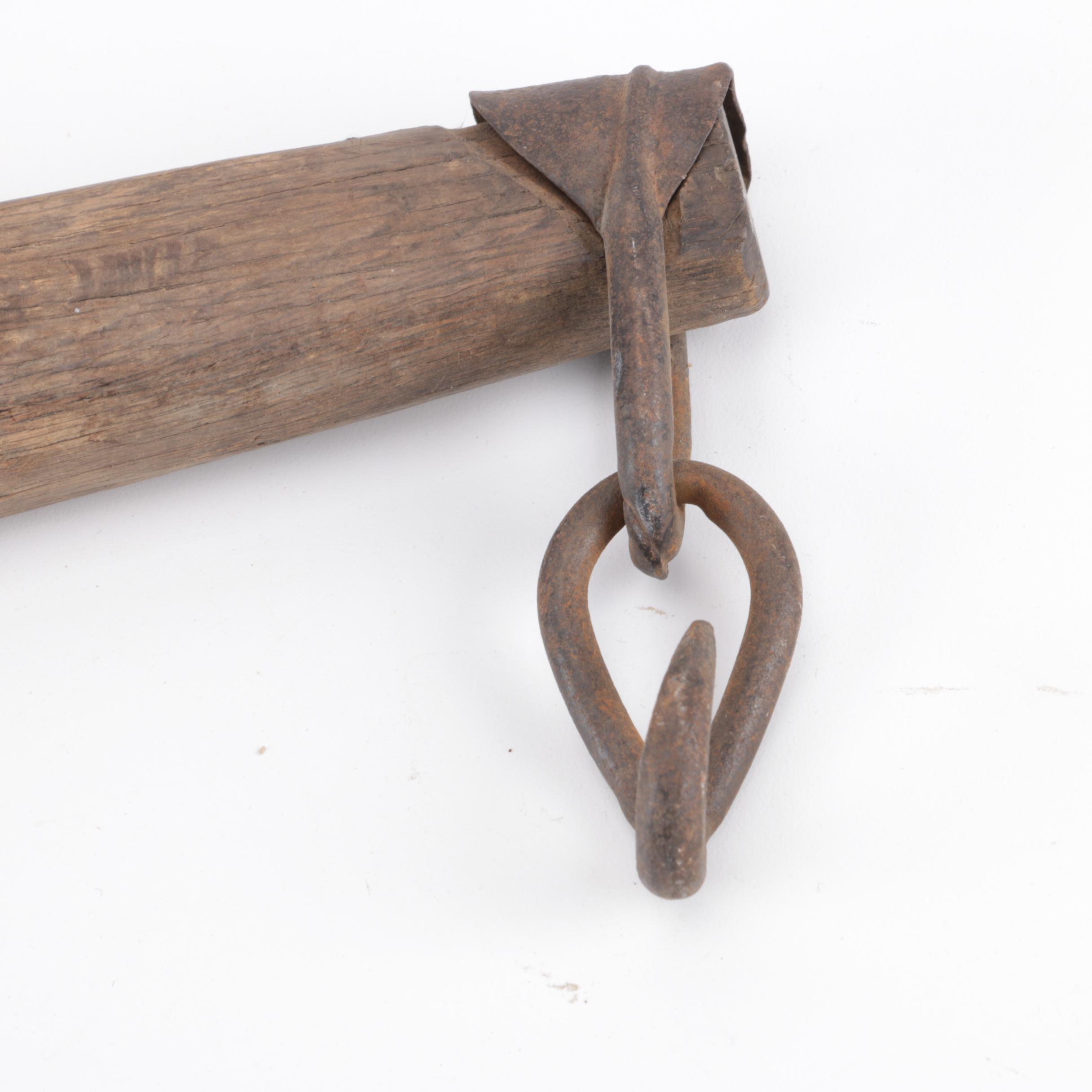 Vintage Wood and Metal Single Tree Yokes
