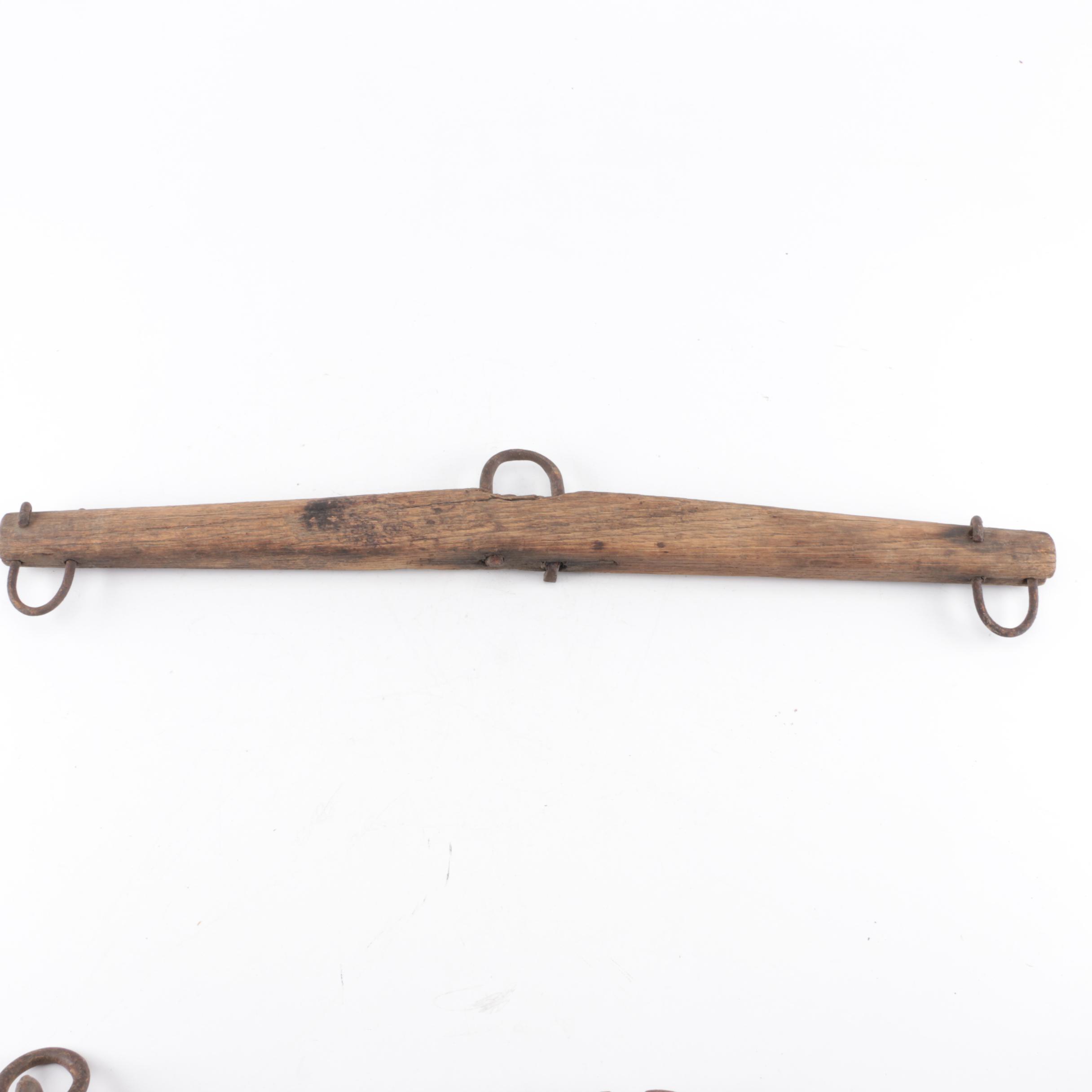 Vintage Wood and Metal Single Tree Yokes