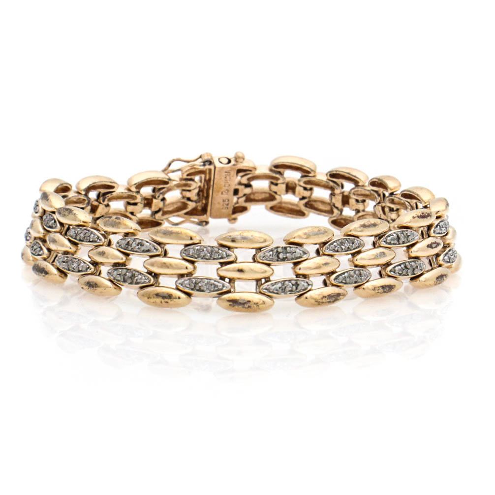 Gold Plated Sterling Silver Diamond Bracelet