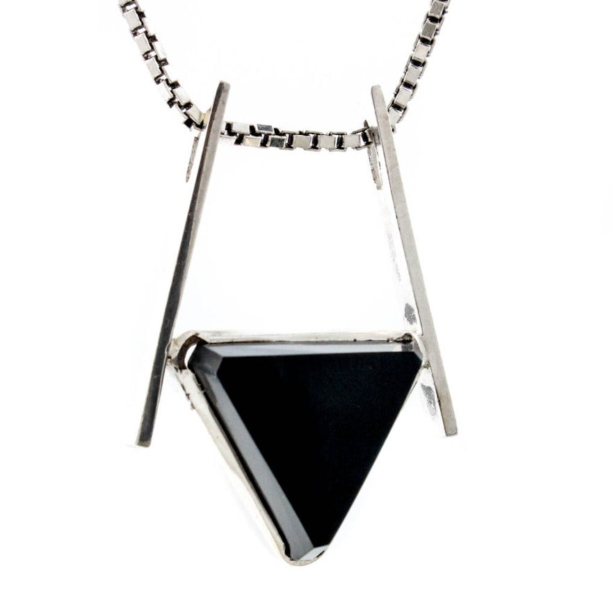 Sterling Silver Onyx Pendant Necklace